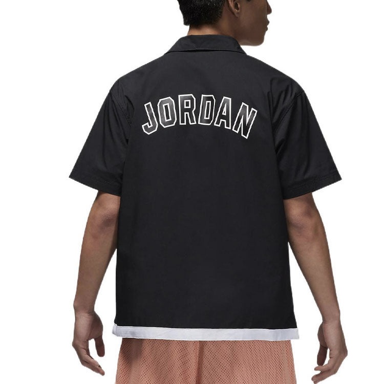 Men's Air Jordan Logo Embroidered Casual Short Sleeve Shirt Black DM1417-010 - 5