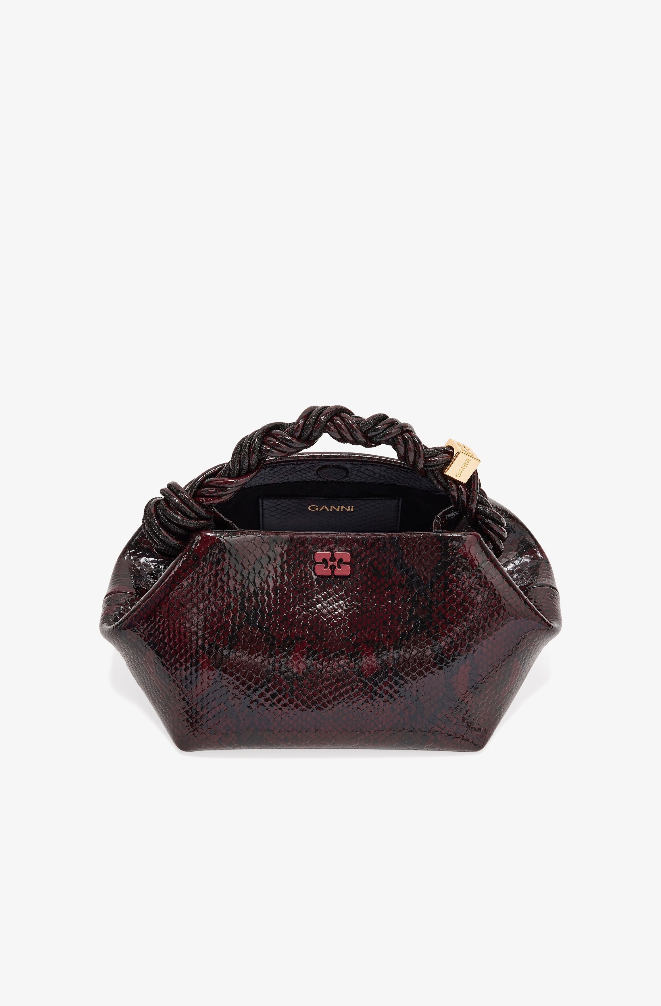 DARK BURGUNDY SNAKE SMALL GANNI BOU BAG - 3