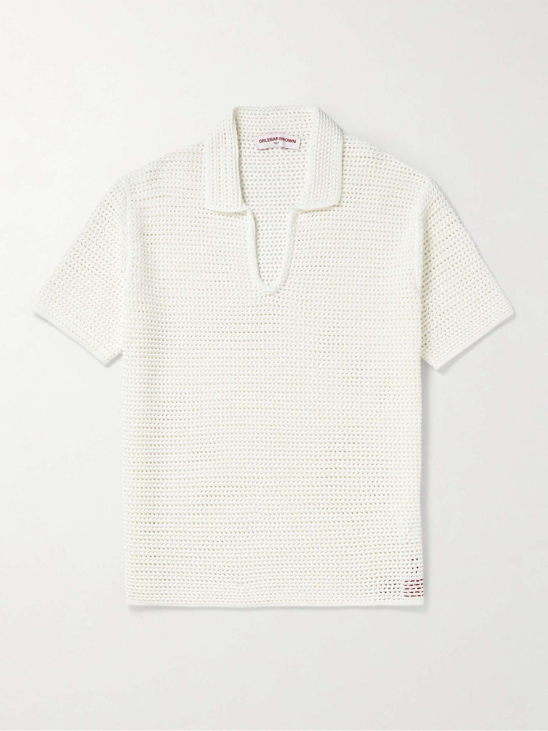 Batten Crocheted Cotton Polo Shirt - 1