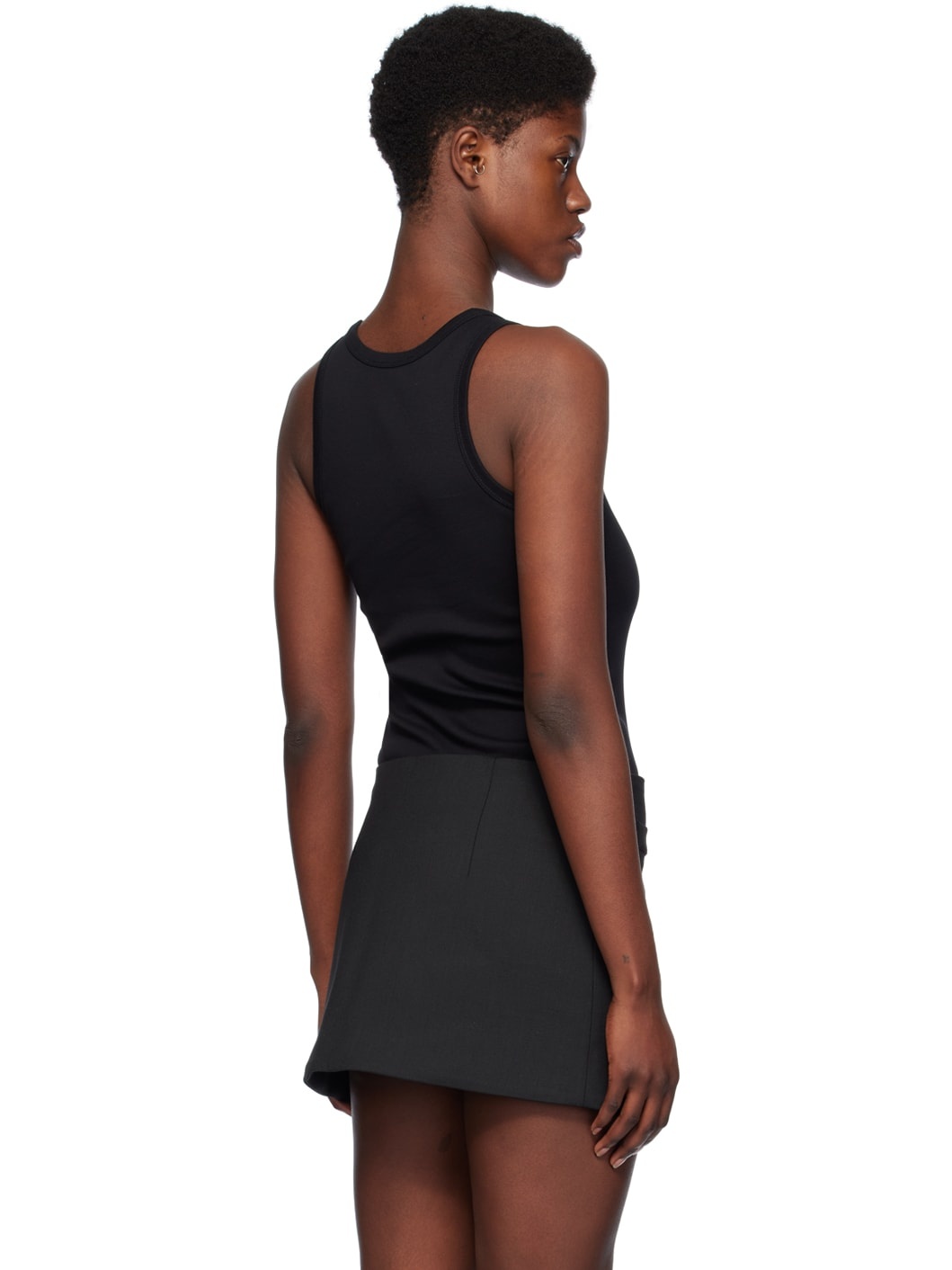 Black Embroidered Tank Top - 3