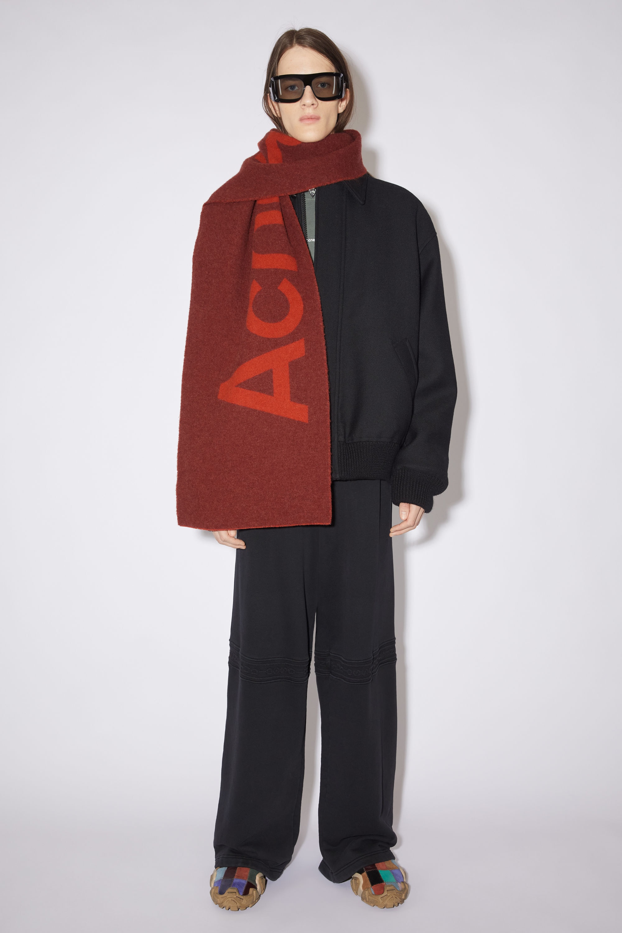 Logo jacquard scarf - Narrow - Rust brown/rust orange - 3