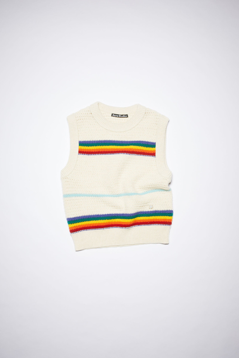 Rainbow crochet wool vest - Cold purple/oatmeal melange 1