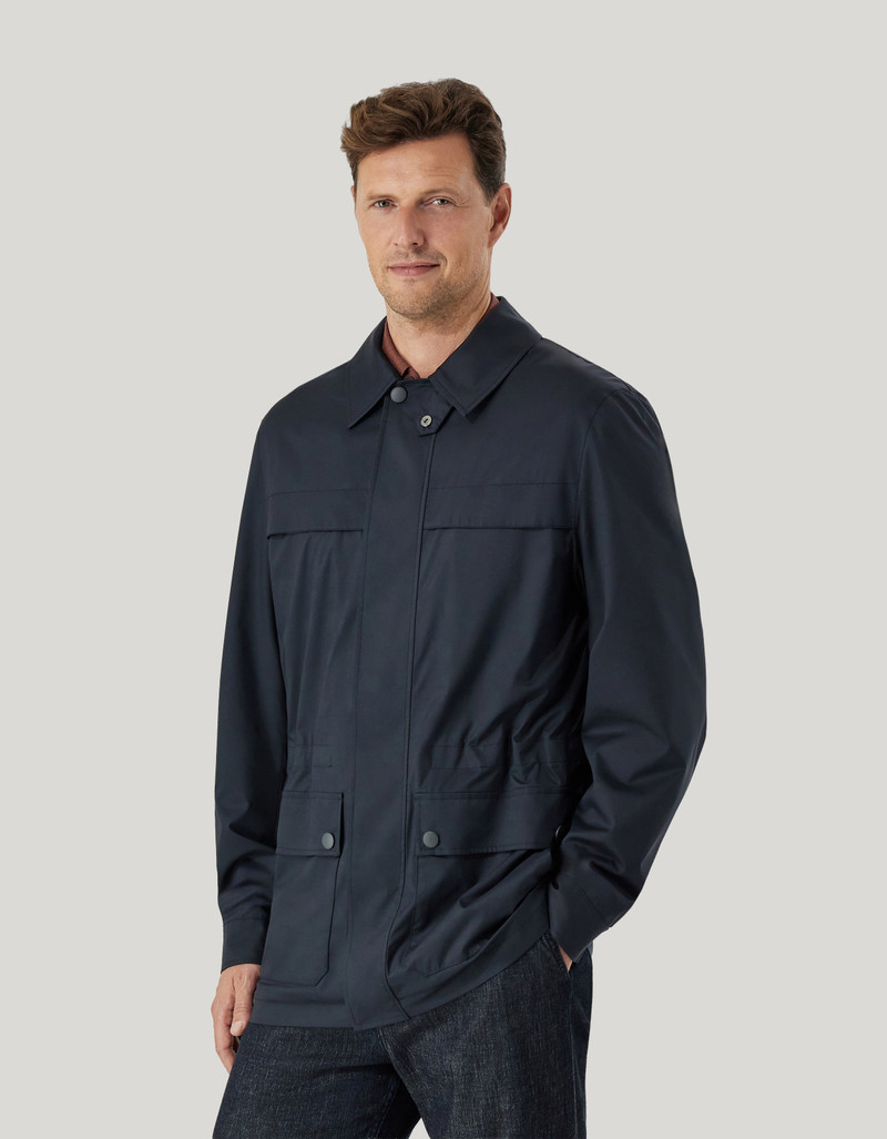 CANALI NUVOLA MAESTRALE TECHNICAL FABRIC FIELD JACKET IN BLUE 3