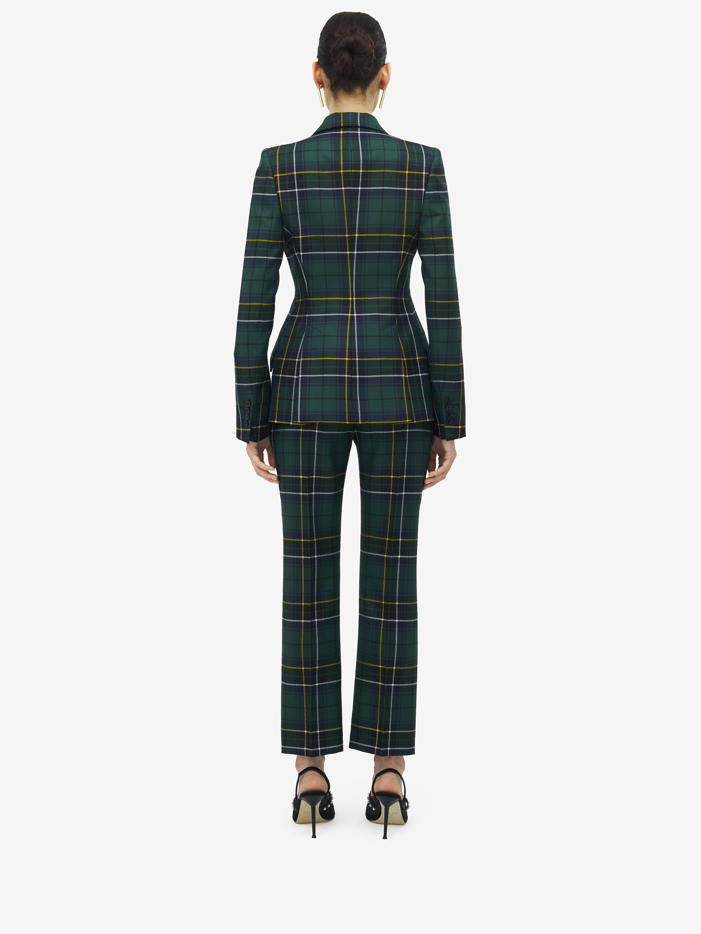 Wool Tartan Peak Shoulder Jacket - 5