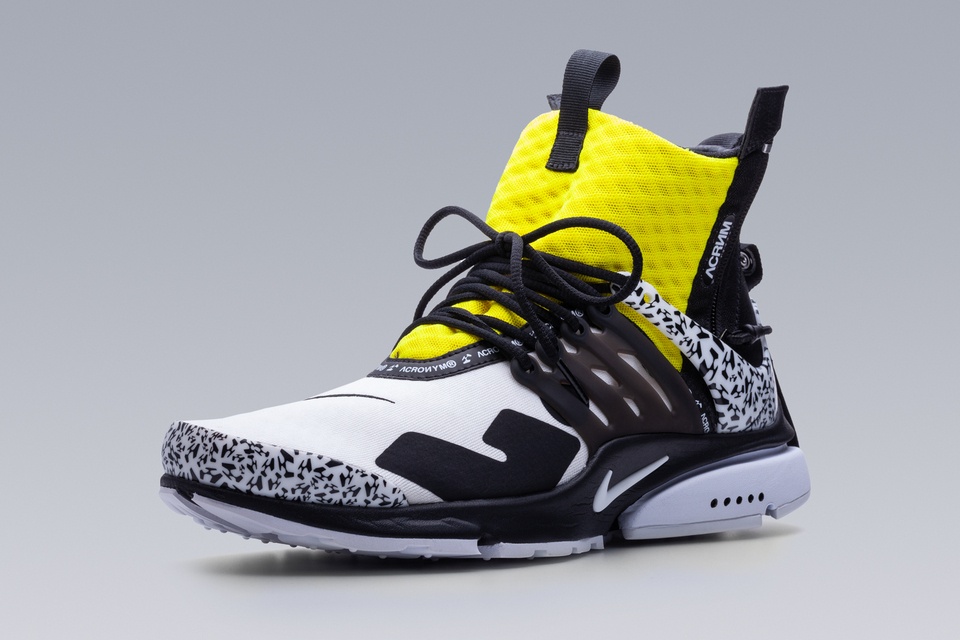 APM2-100 Nike® Air Presto Mid / Acronym® White/Dynamic Yellow/Black - 24