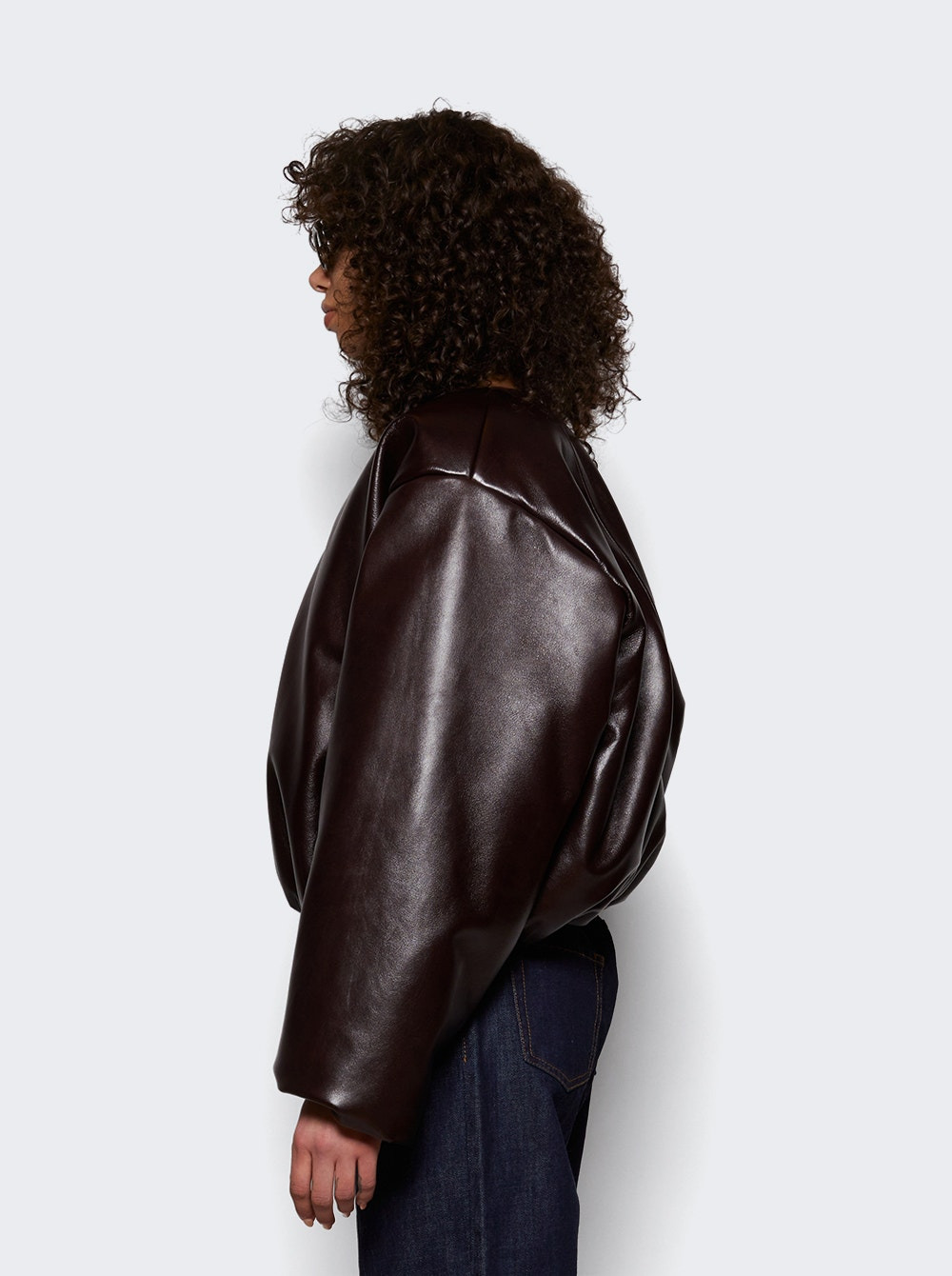 Collarless Jacket Burgundy - 3