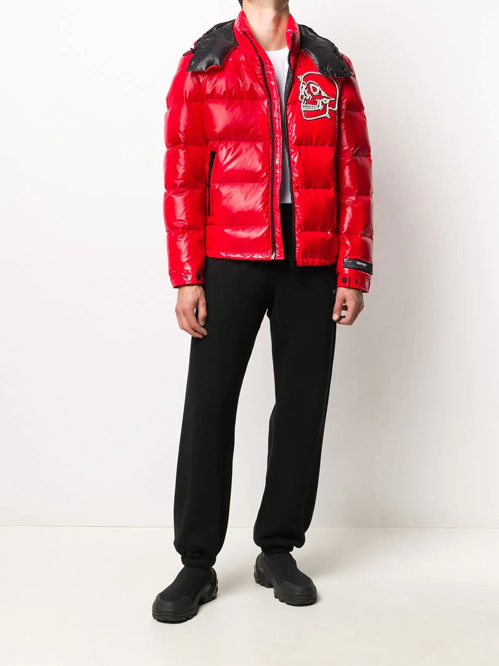 embroidered-skull puffer jacket - 2