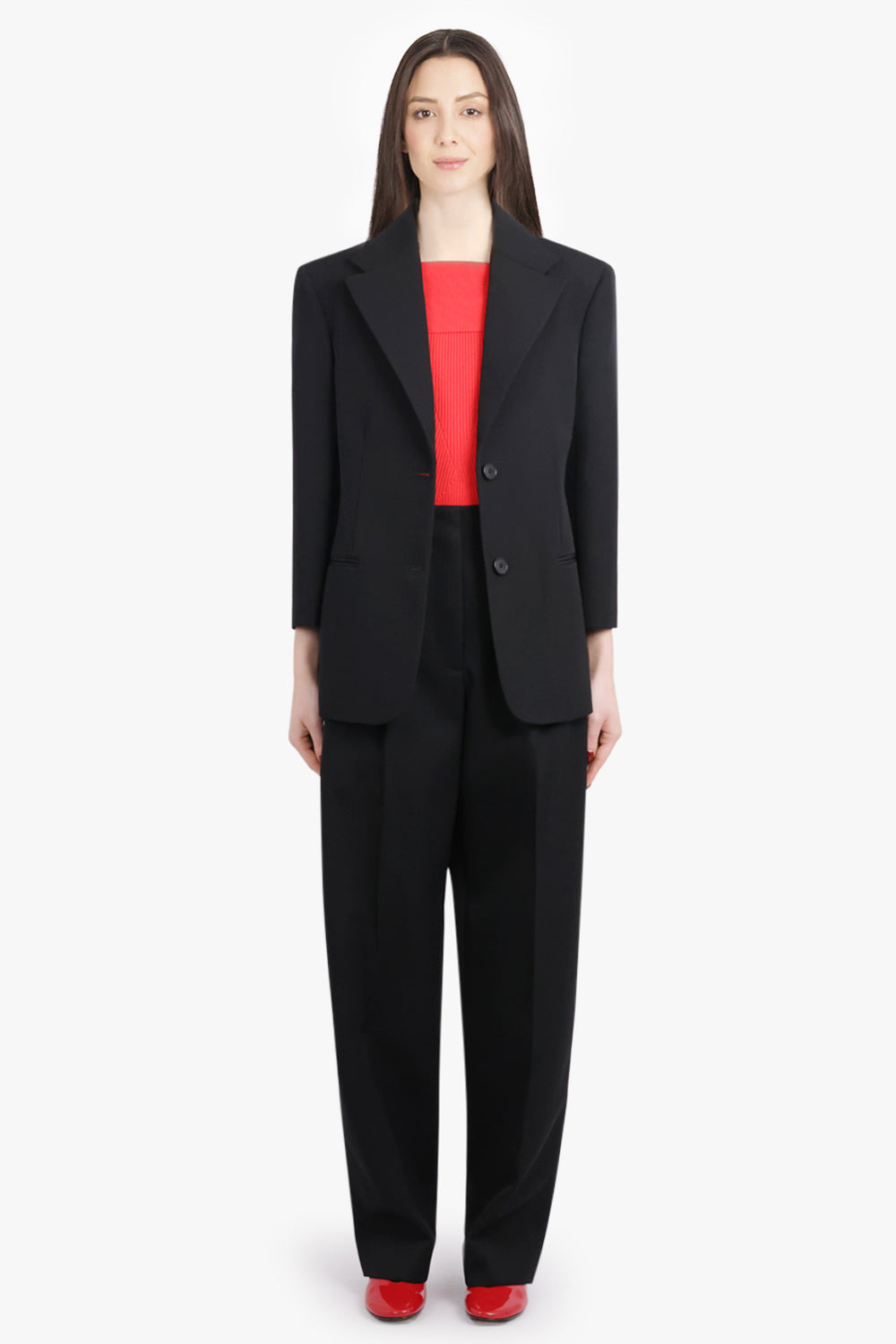 SINGLE BREASTED TWO BUTTON JACKET | BLACK - 4