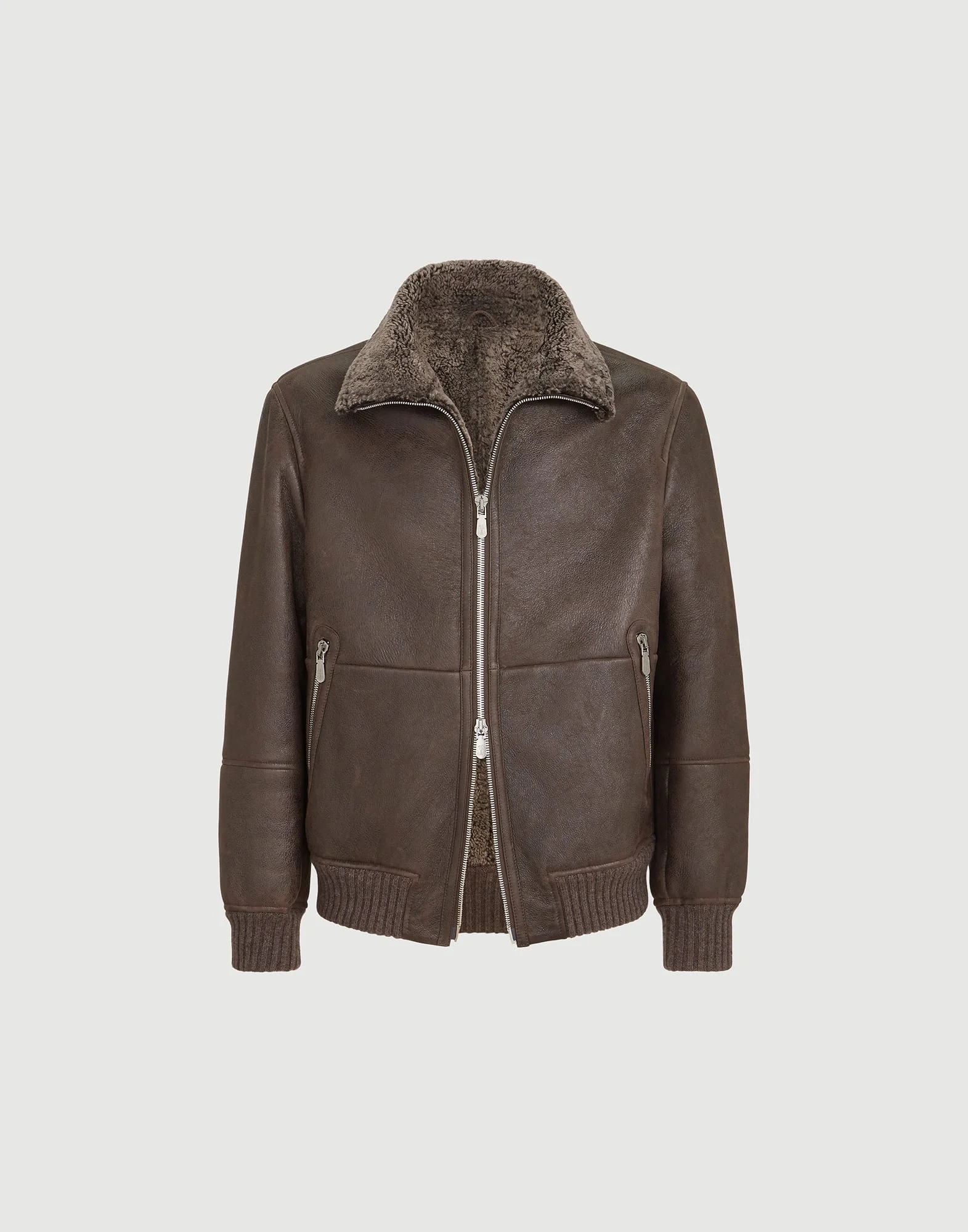 Vintage-effect shearling bomber jacket - 1