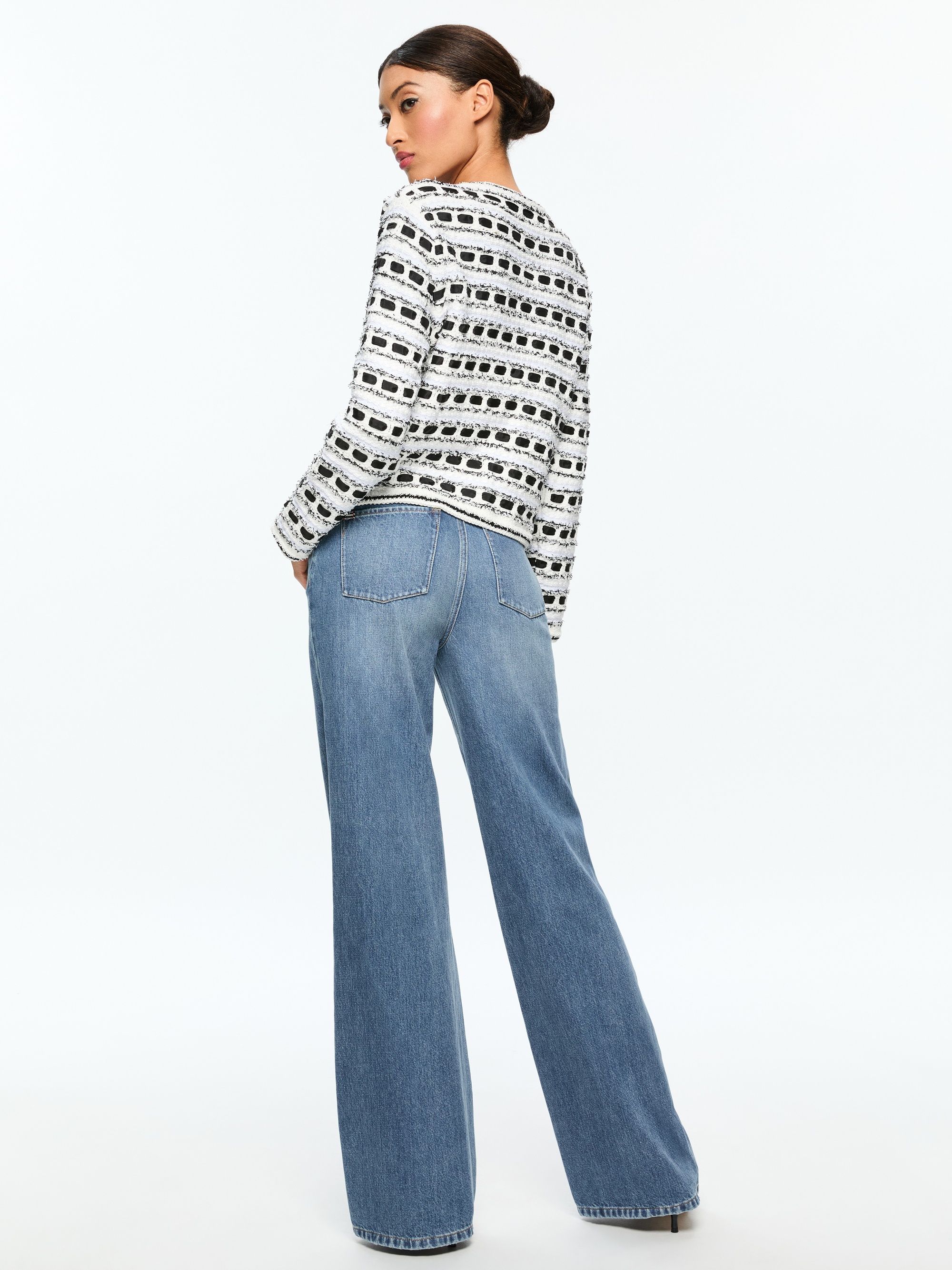 MARJORIE TEXTURED TWEED STITCH CARDIGAN JACKET - 4