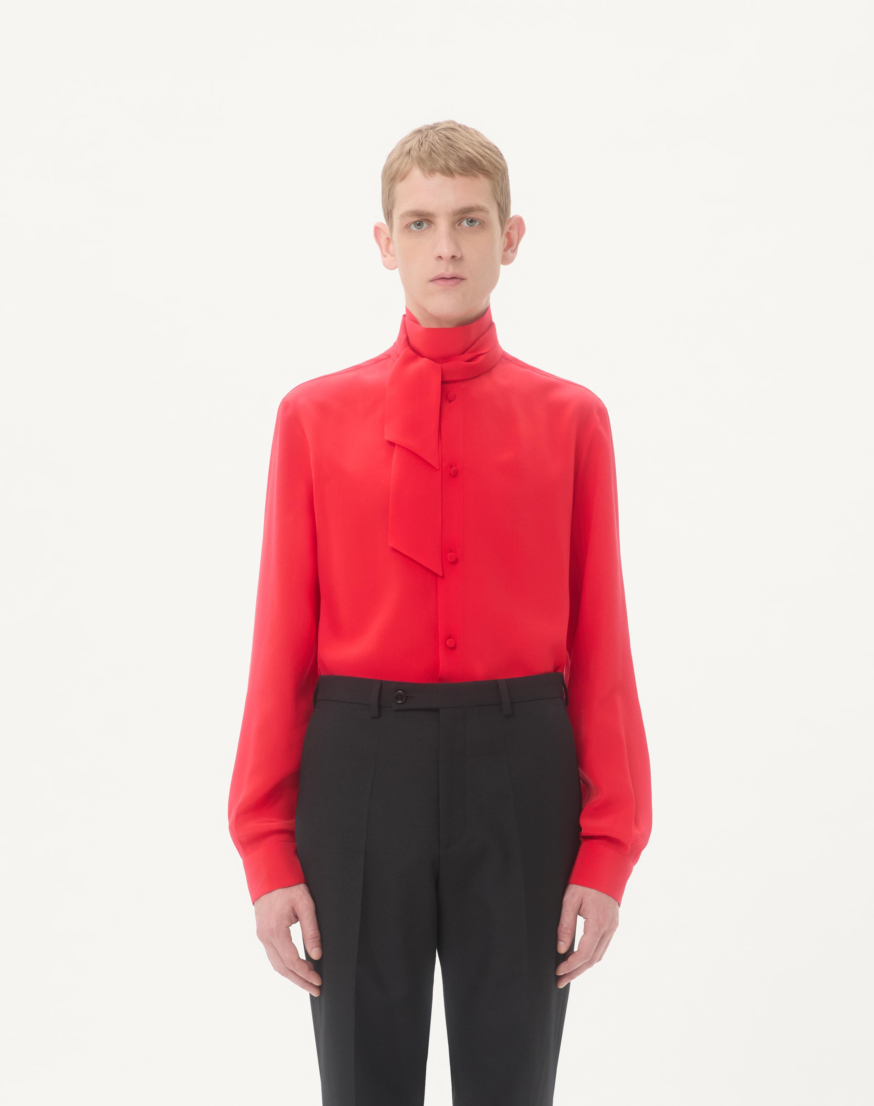 VALENTINO CREPE DE CHINE SILK SHIRT WITH SCARF COLLAR - 5