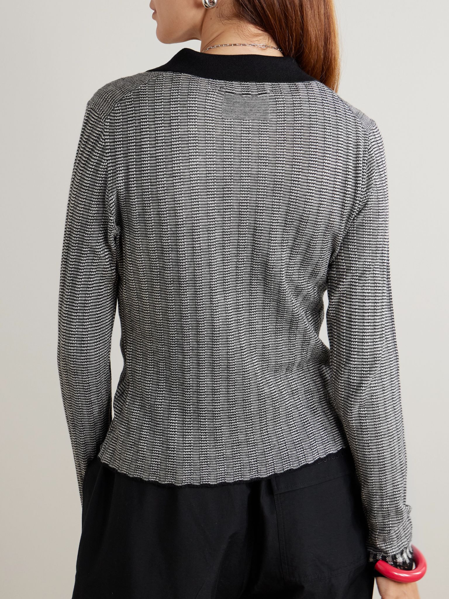 Striped silk and linen-blend shirt Black - 3
