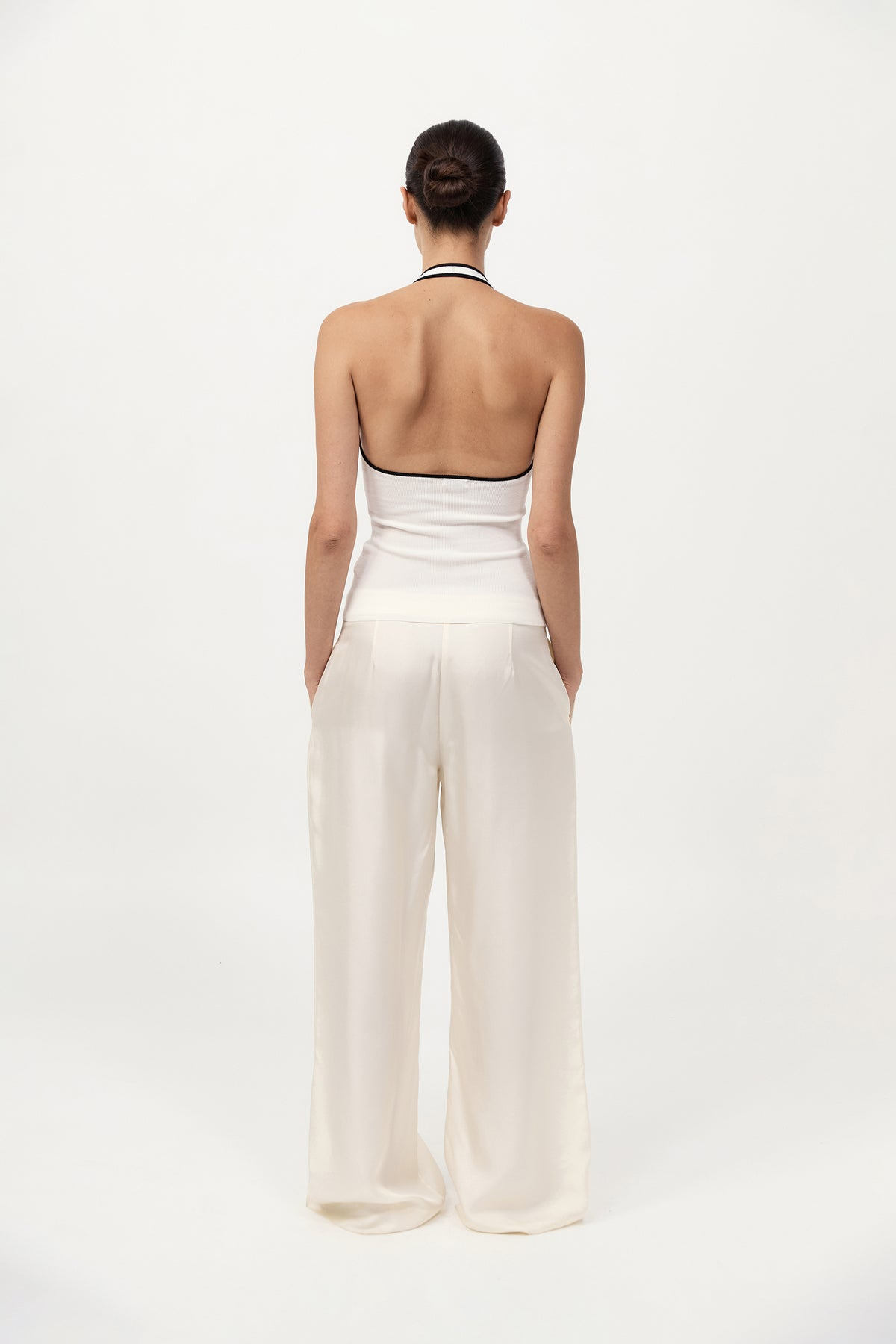 Fine Line Halter Top - Off White / Black - 5