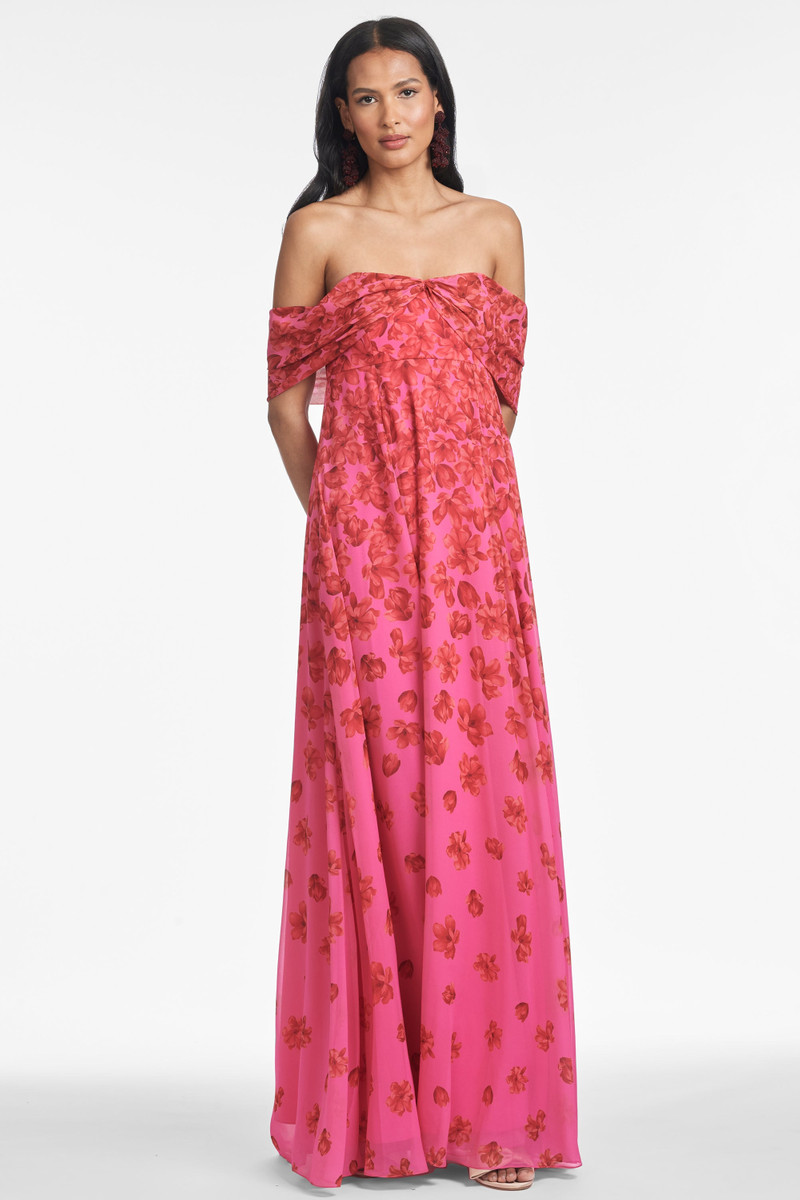 SACHIN & BABI KENNEDY GOWN - ROSE VERMILION outlook
