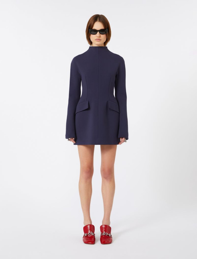 Sportmax Short, contoured gabardine dress - midnightblue outlook
