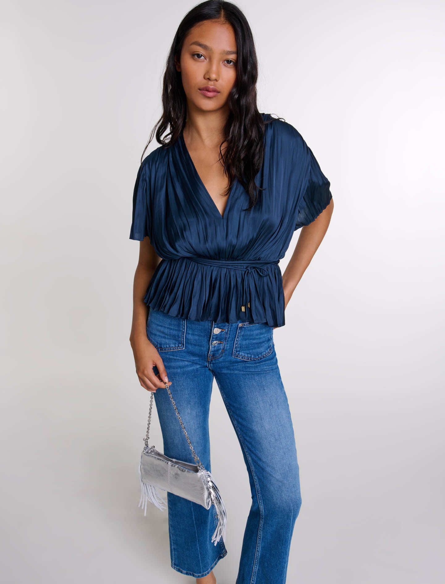 Pleated short-sleeved top - 5