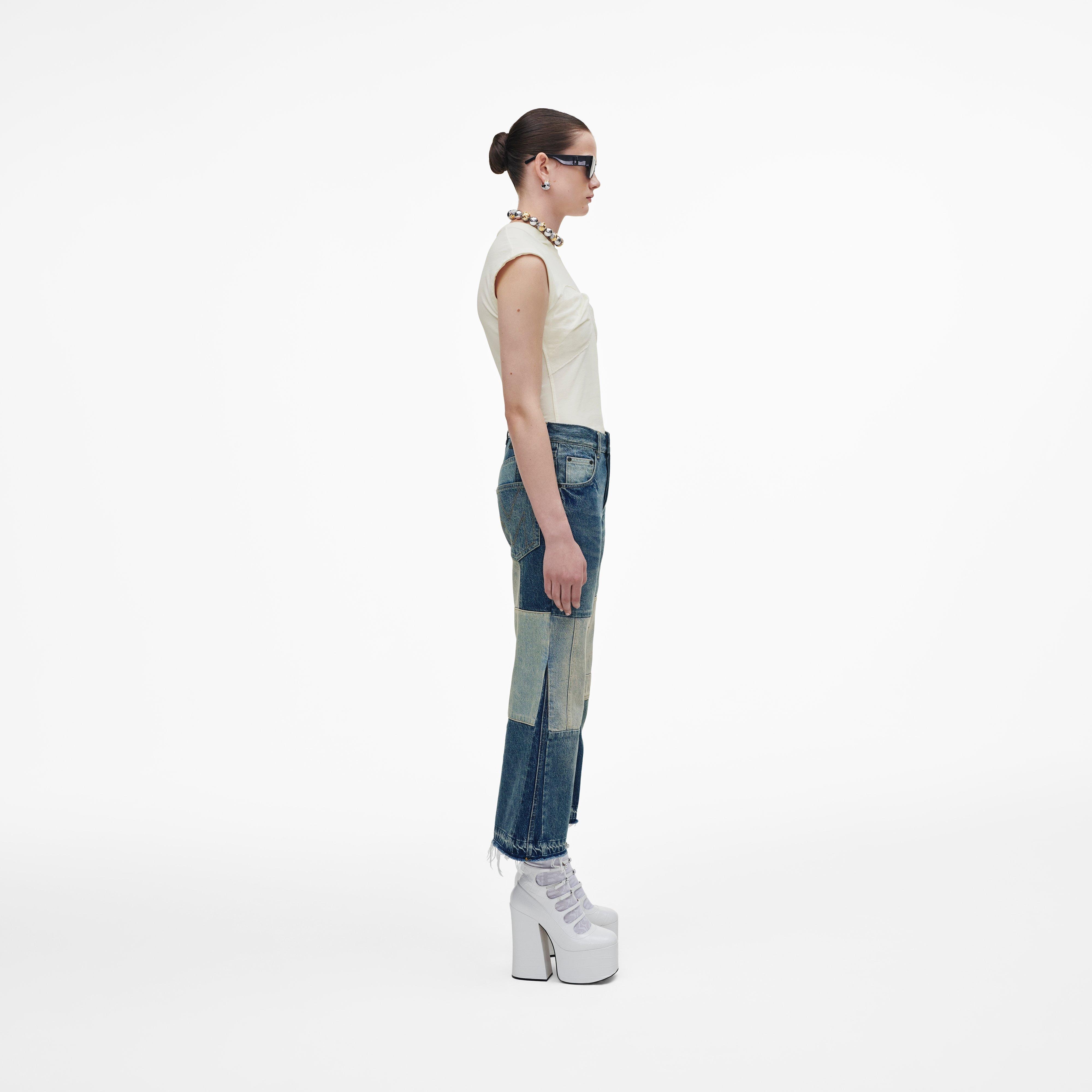 PATCHWORK DENIM CROPPED FLARE JEAN - 3