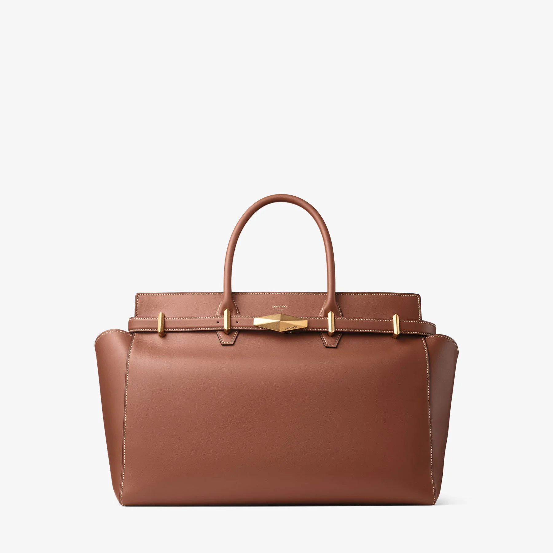 Diamond Belted Top Handle M
Tan Leather Top Handle Bag - 1