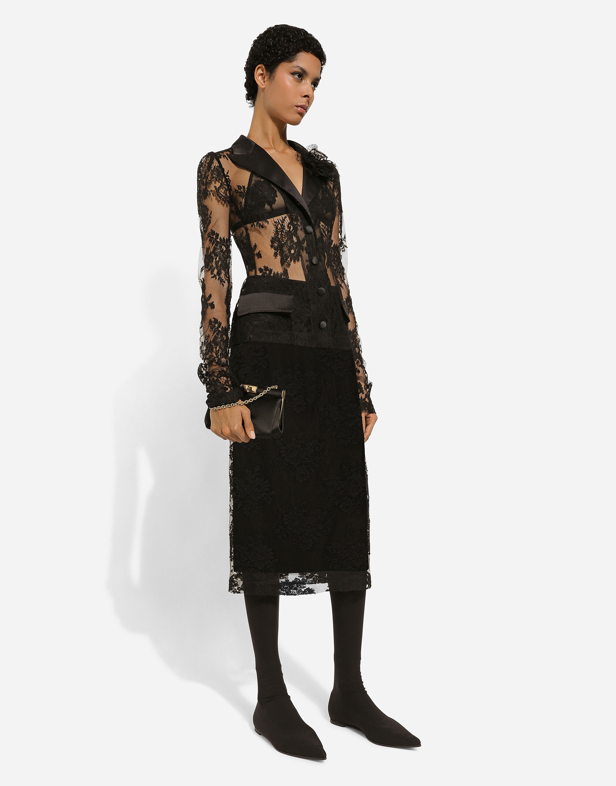 Dolce & Gabbana Lace pencil skirt with slit | REVERSIBLE