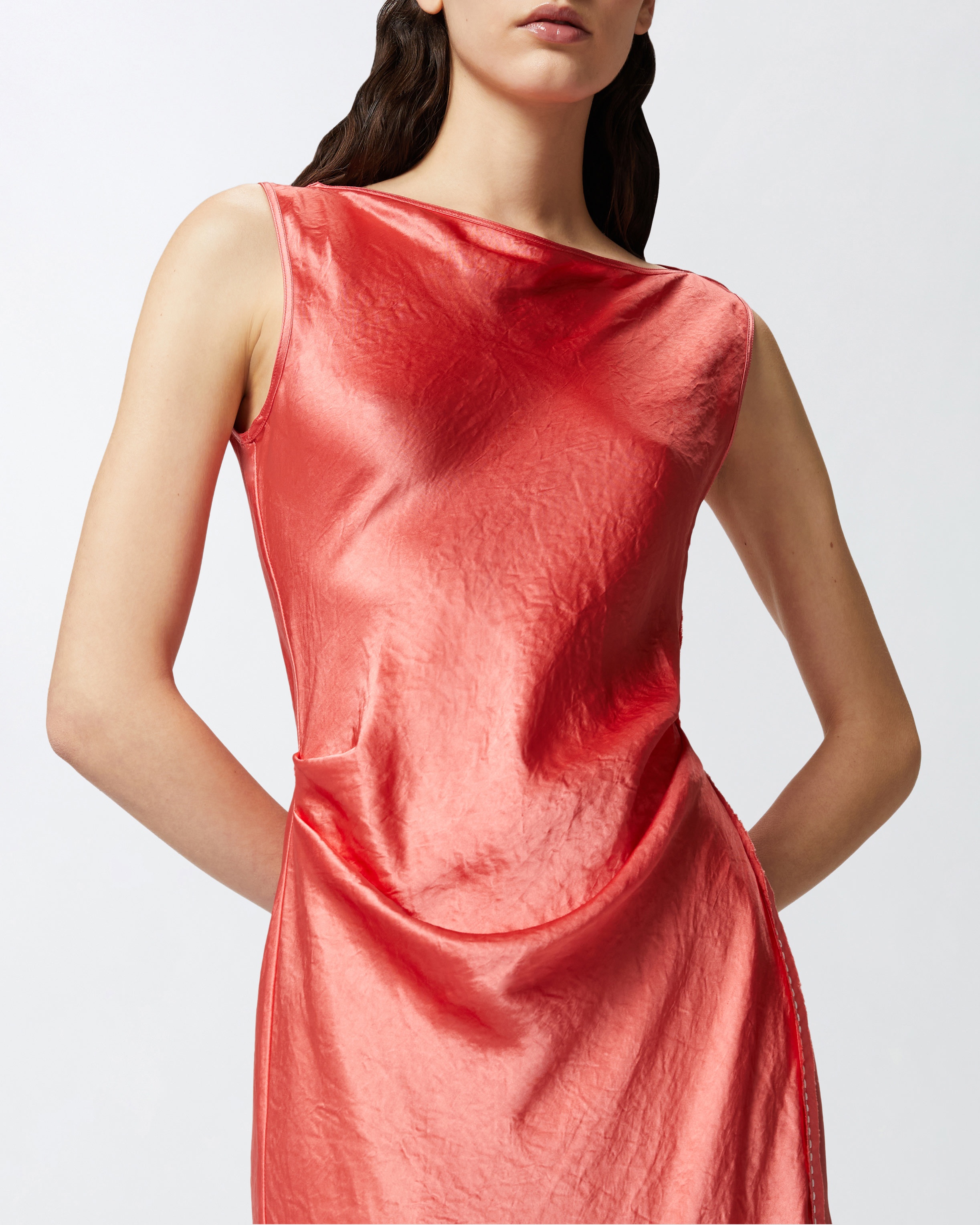ワンピース Pinko AMICO MIO SATIN DRESS WITH SIDE TIE PINKO SATIN DRESS WITH SIDE TIE | REVERSIBLE