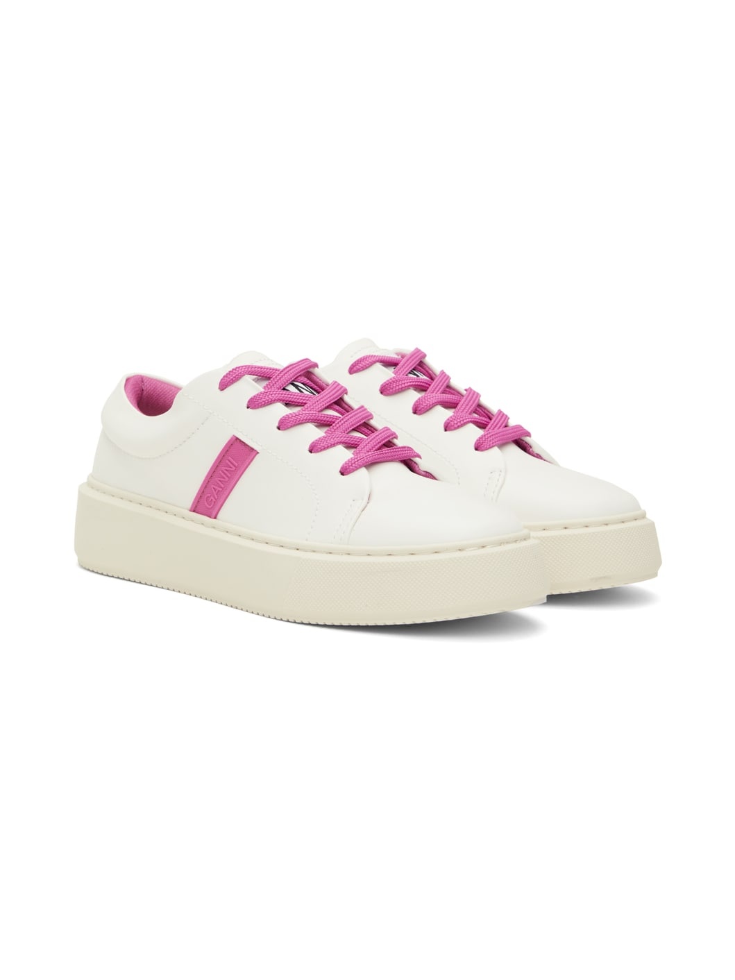 White & Pink Sporty Mix Cupsole Sneakers - 4