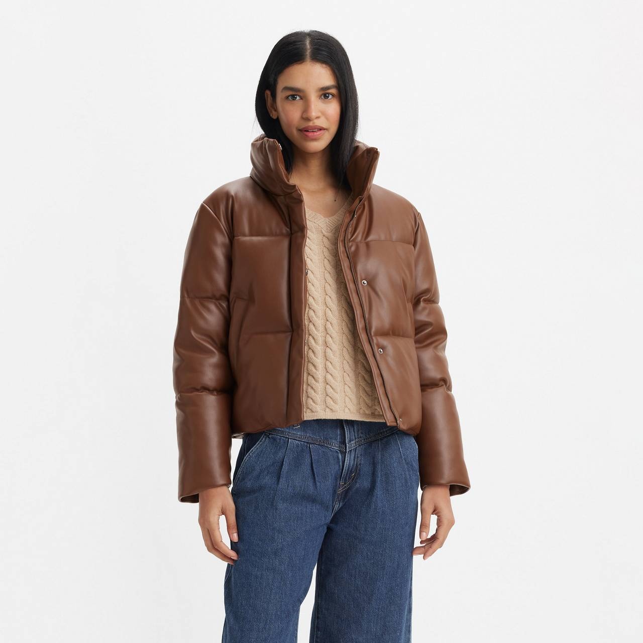 FAUX LEATHER PUFFER JACKET - 2