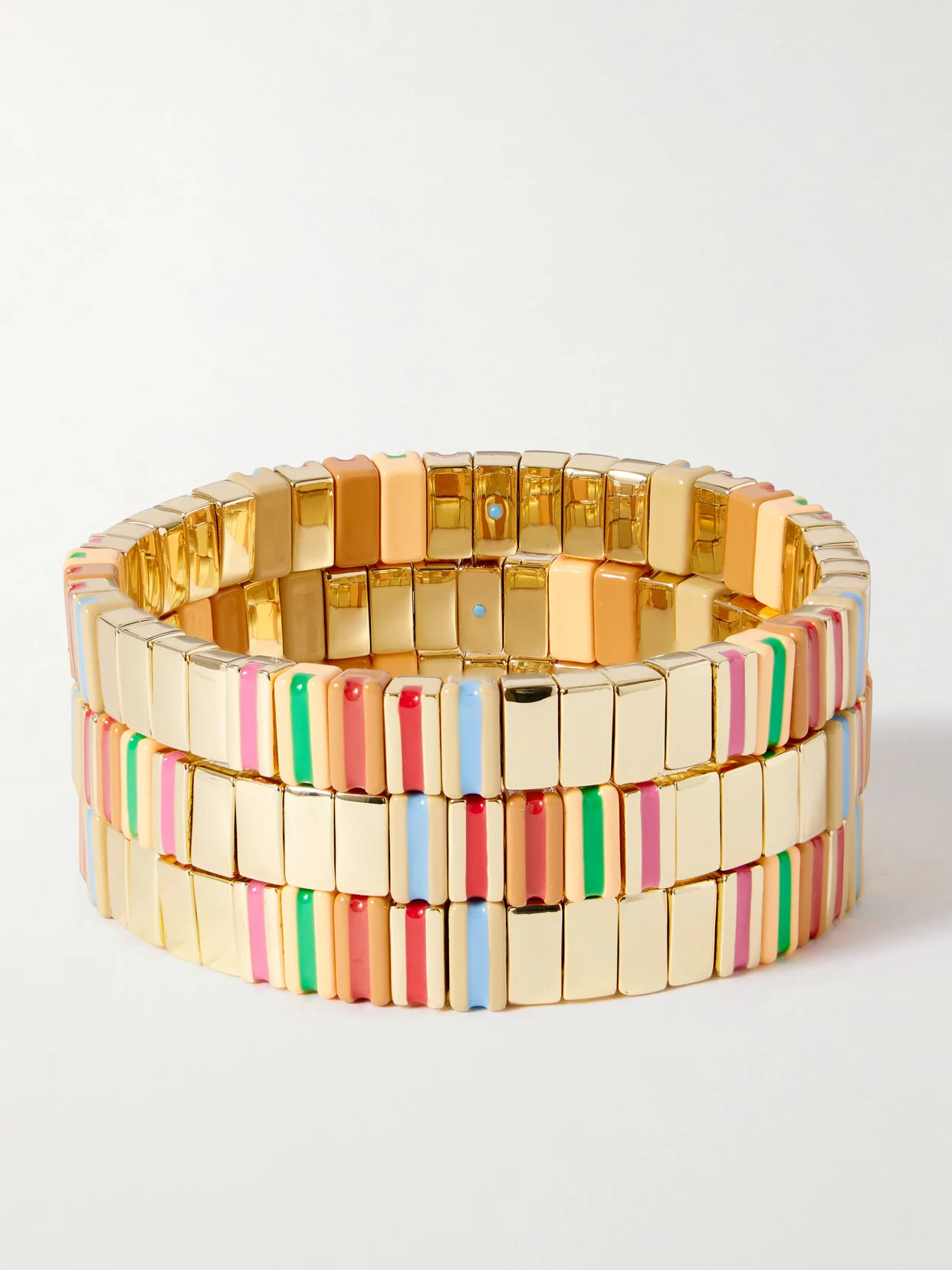 The Happy Stack Set Of Three Gold-tone And Enamel Bracelets - 1