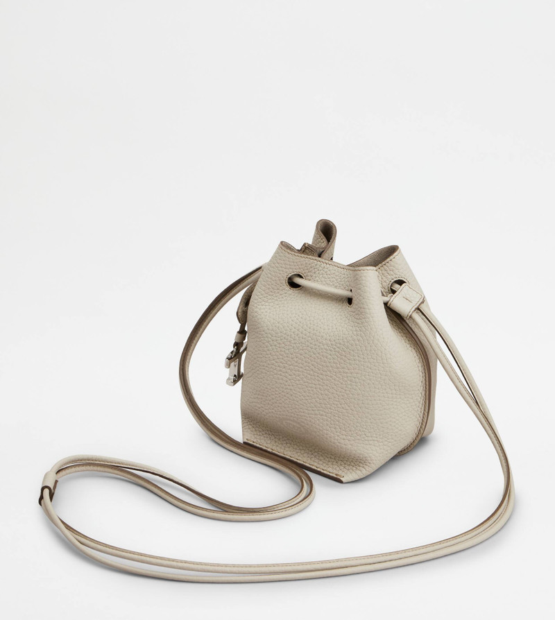BUCKET BAG IN LEATHER MICRO - OFF WHITE 6