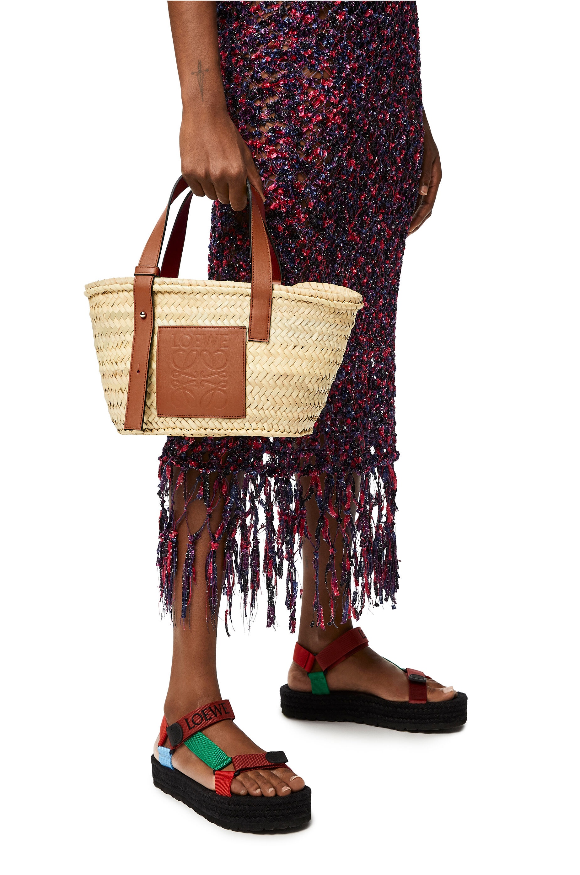 Small Basket bag in palm leaf and calfskin - 3