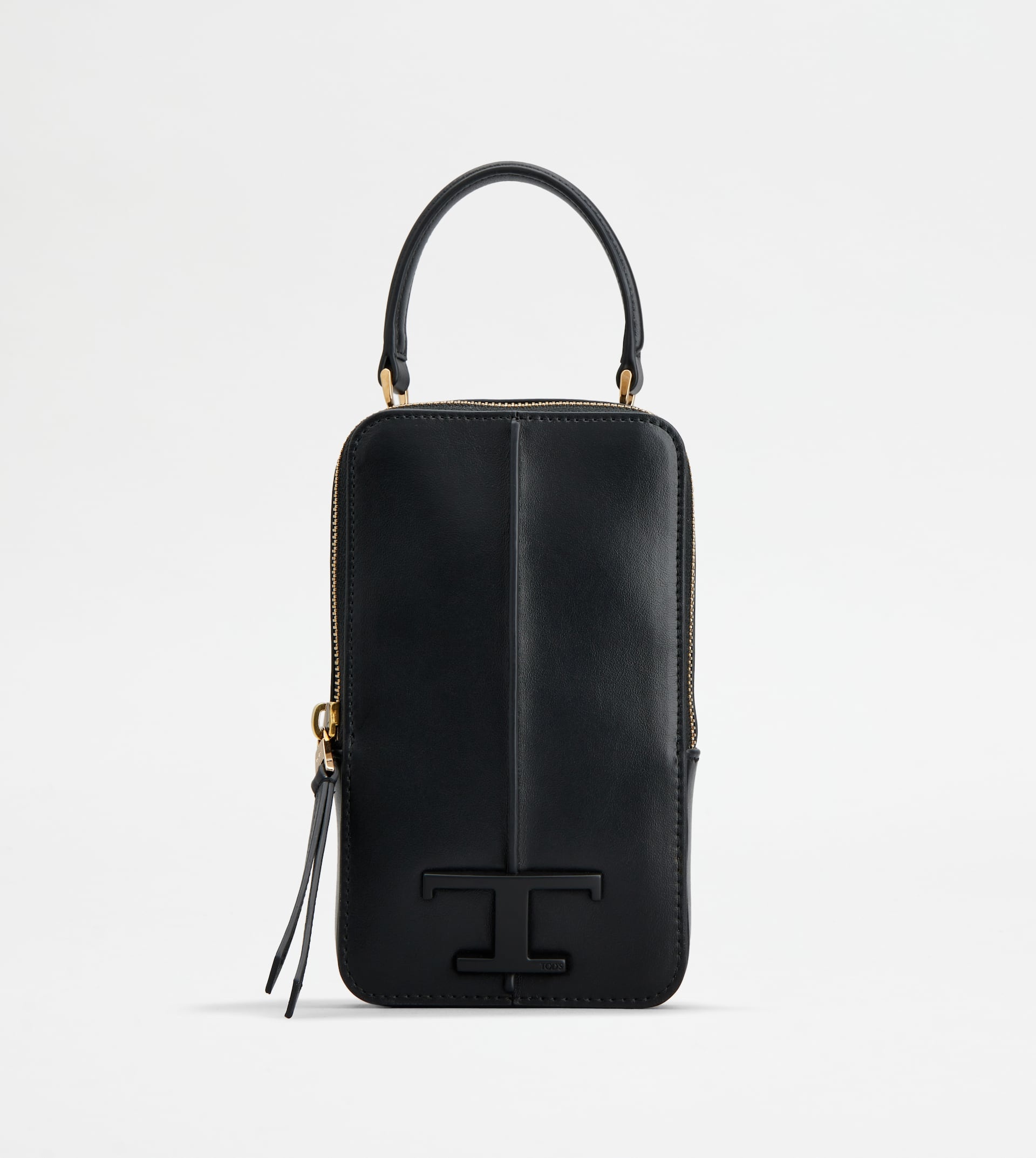 T TIMELESS PHONE BAG IN LEATHER MEDIUM - BLACK - 1