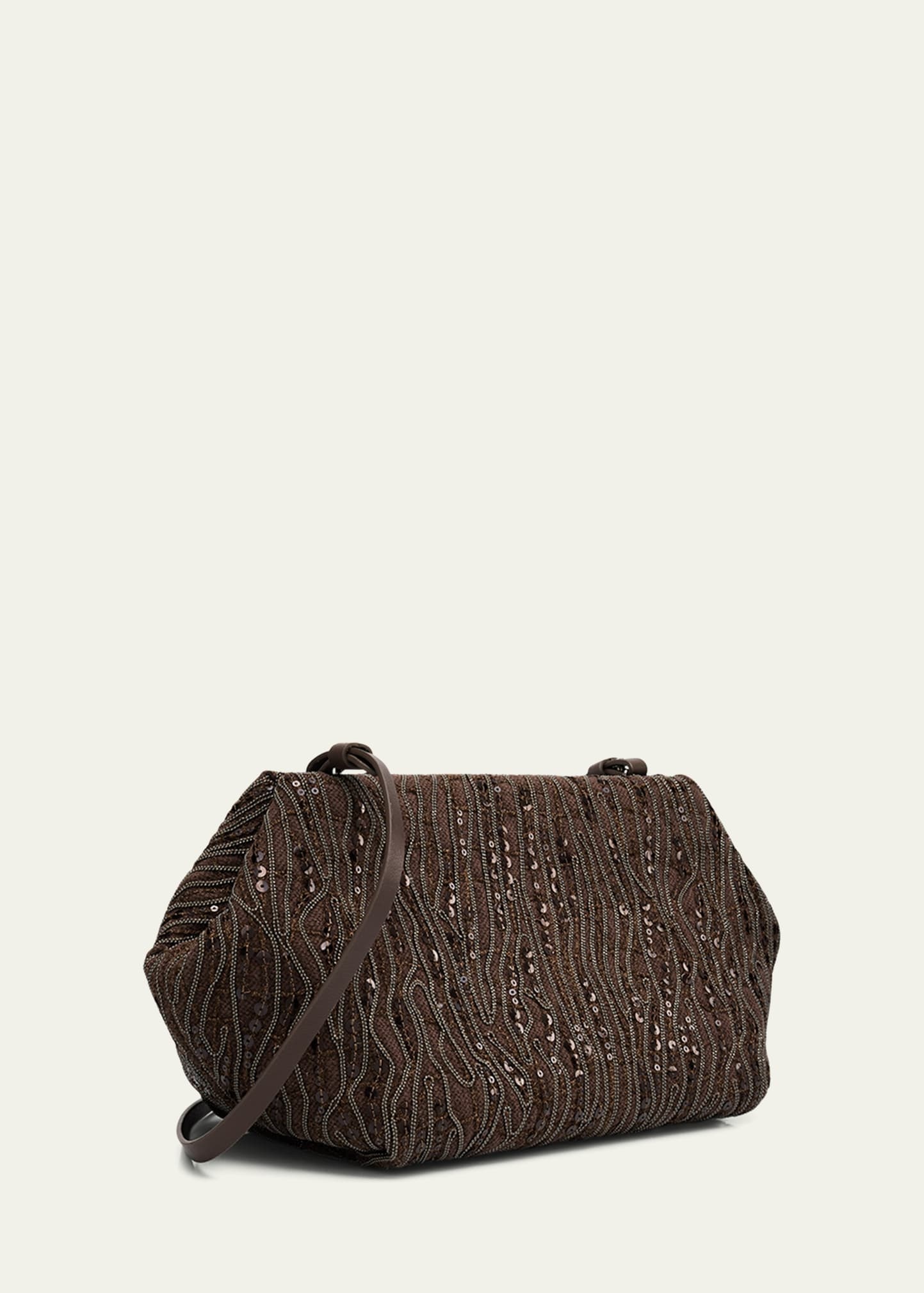 Pleated Mesh Monili Clutch Bag - 3