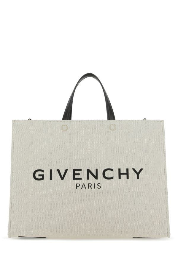 Ivory canvas medium G shopping bag - 1