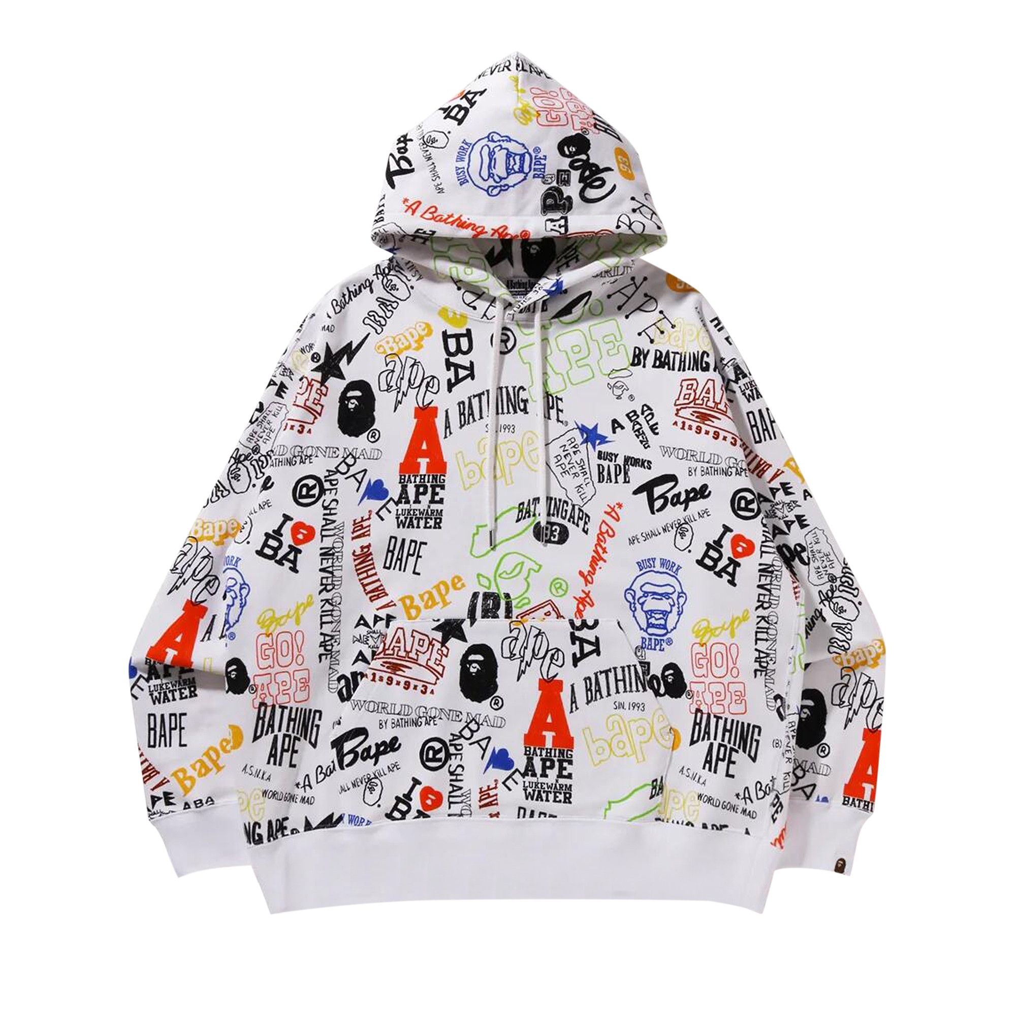 BAPE Hand Draw Pullover Hoodie 'White' - 1