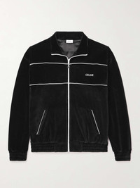 CELINE Logo-Embroidered Cotton-Blend Velour Track Jacket