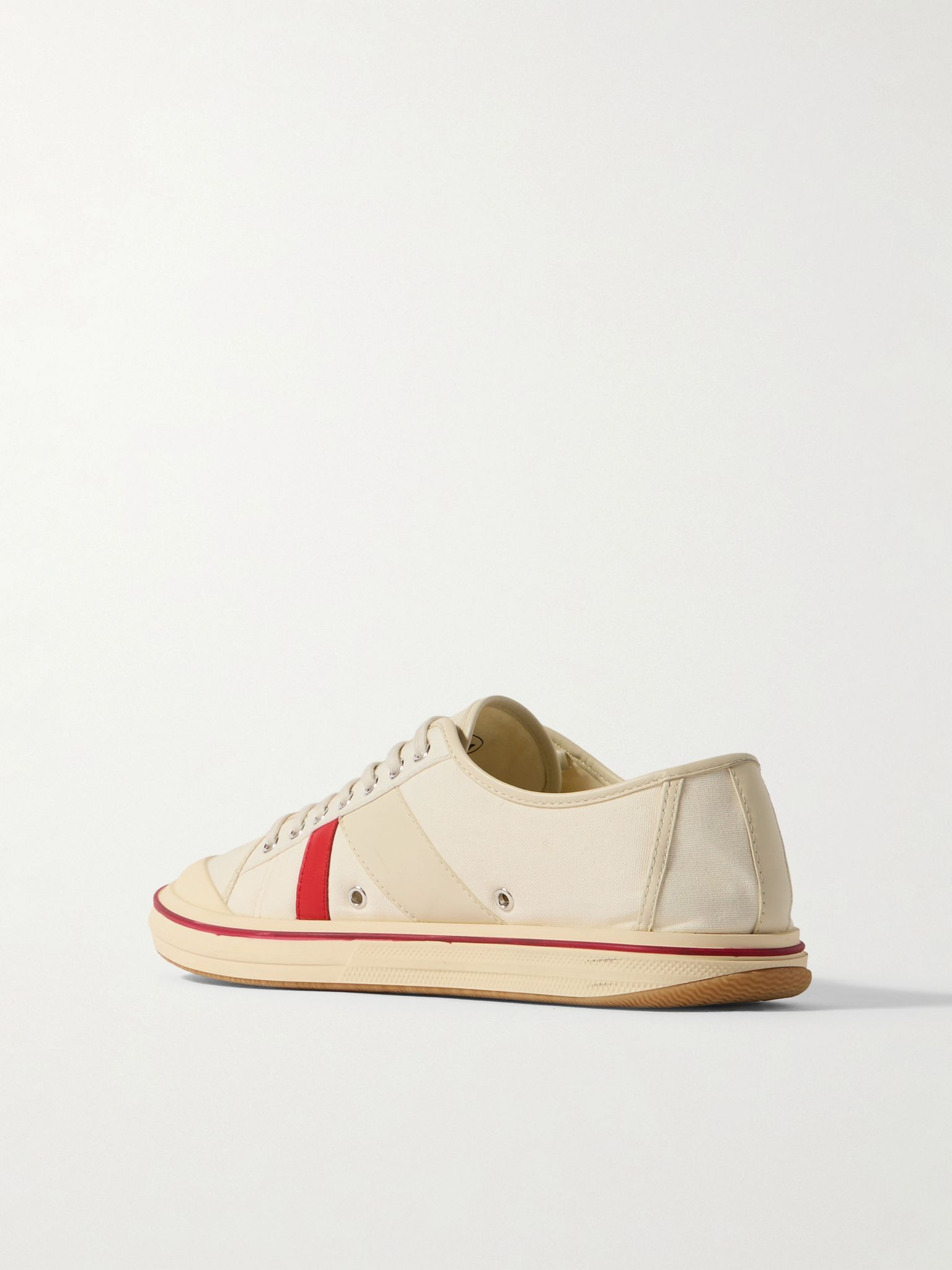 Eliot appliquéd leather-trimmed canvas sneakers White - 3