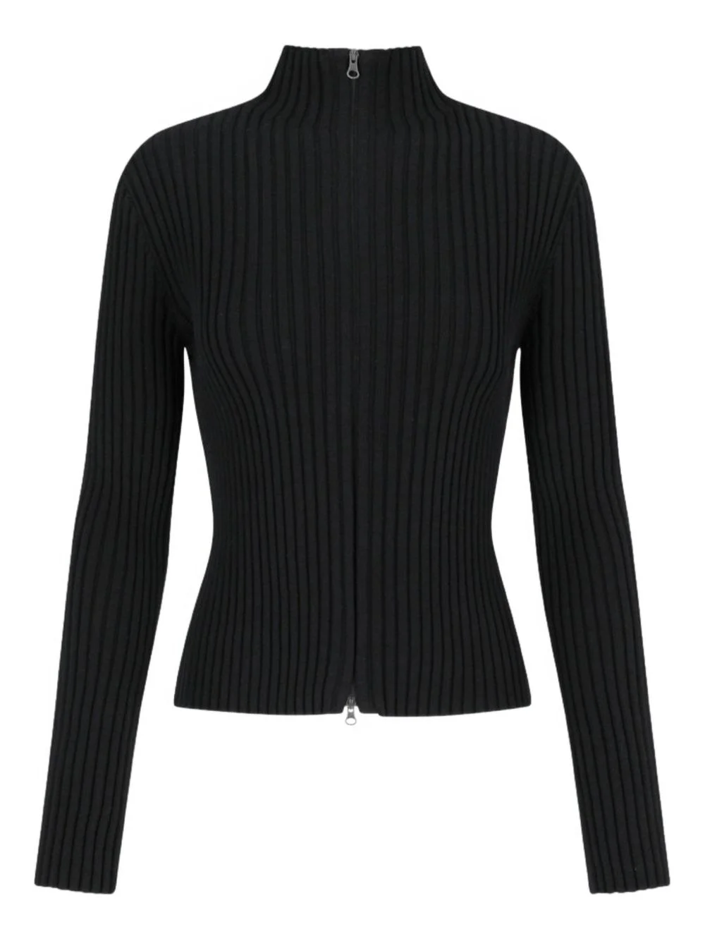 ribbed high-neck cardigan - 1