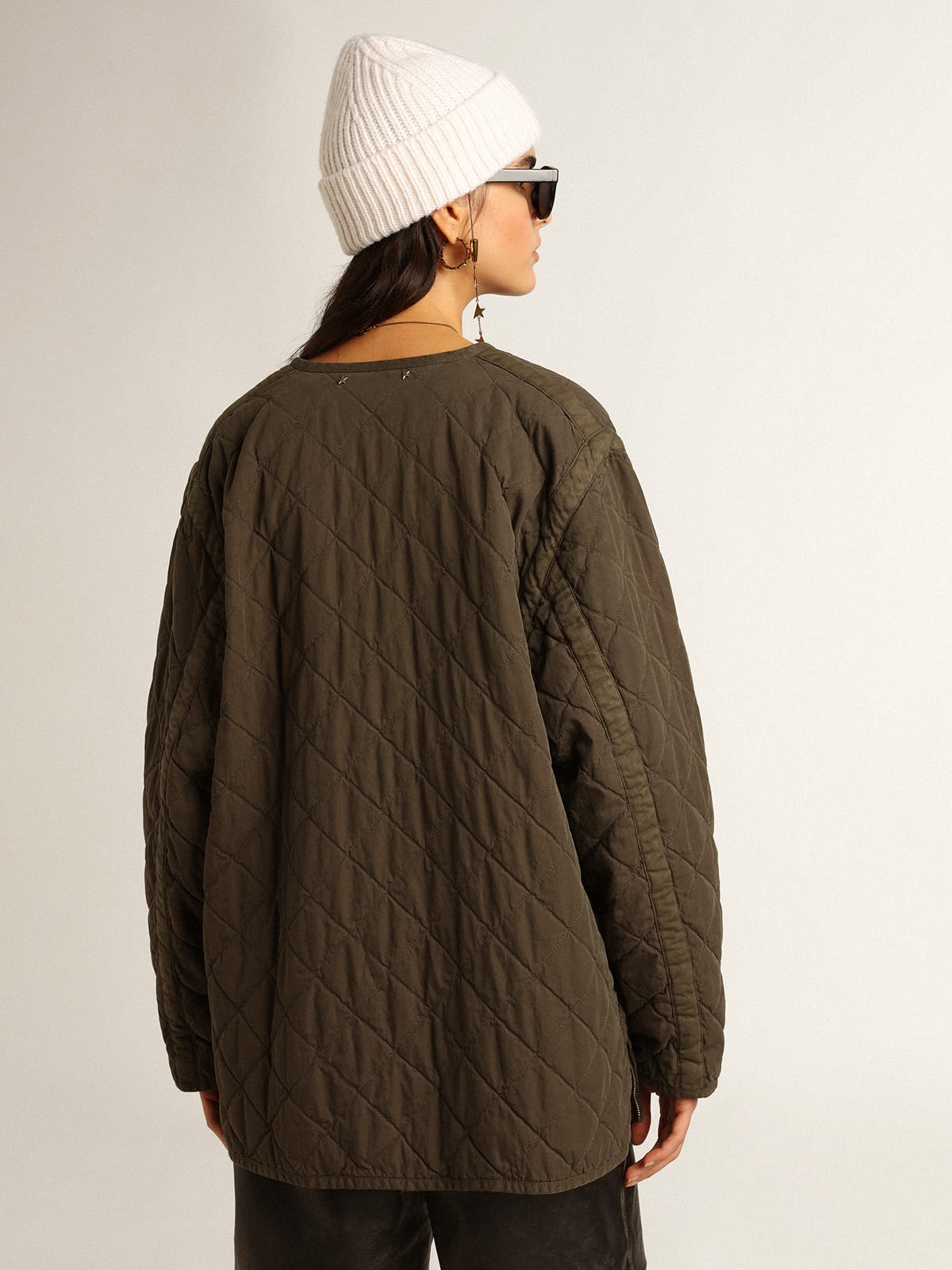 Olive-green quilted jacket - 4