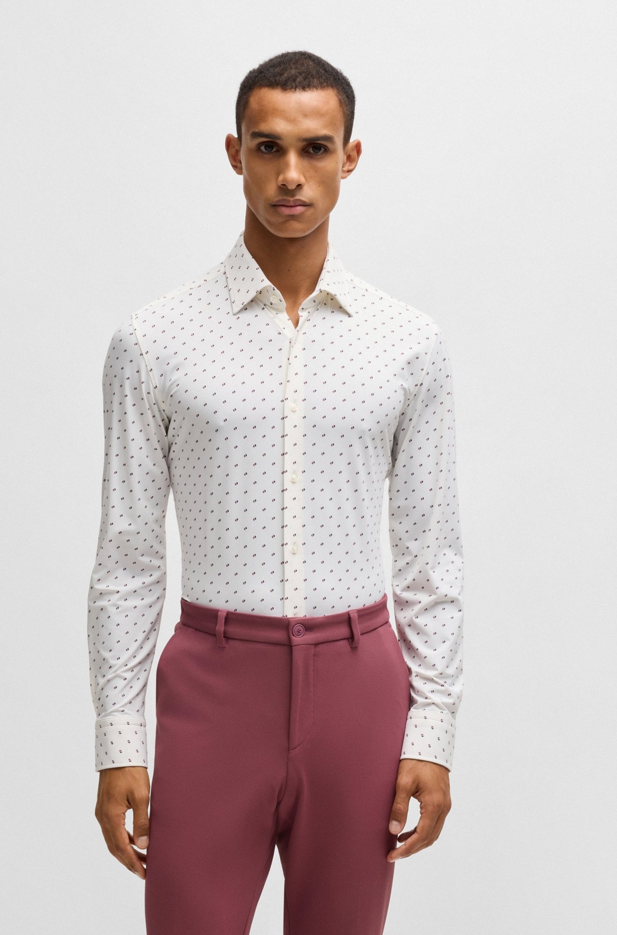 SLIM-FIT SHIRT IN PRINTED PERFORMANCE-STRETCH MATERIAL - 2