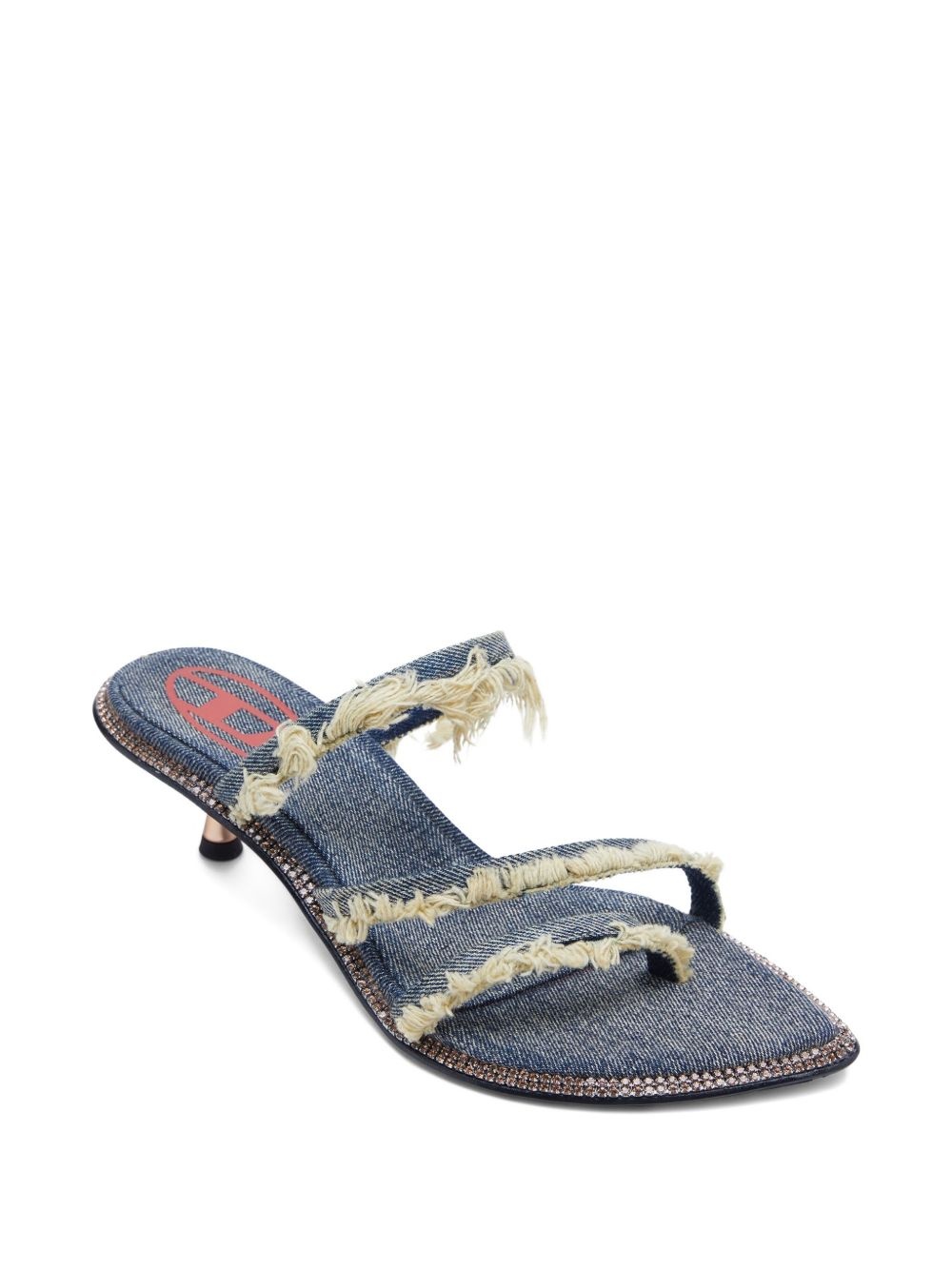 45mm D-Havanna frayed denim crystal-embellished sandals - 2