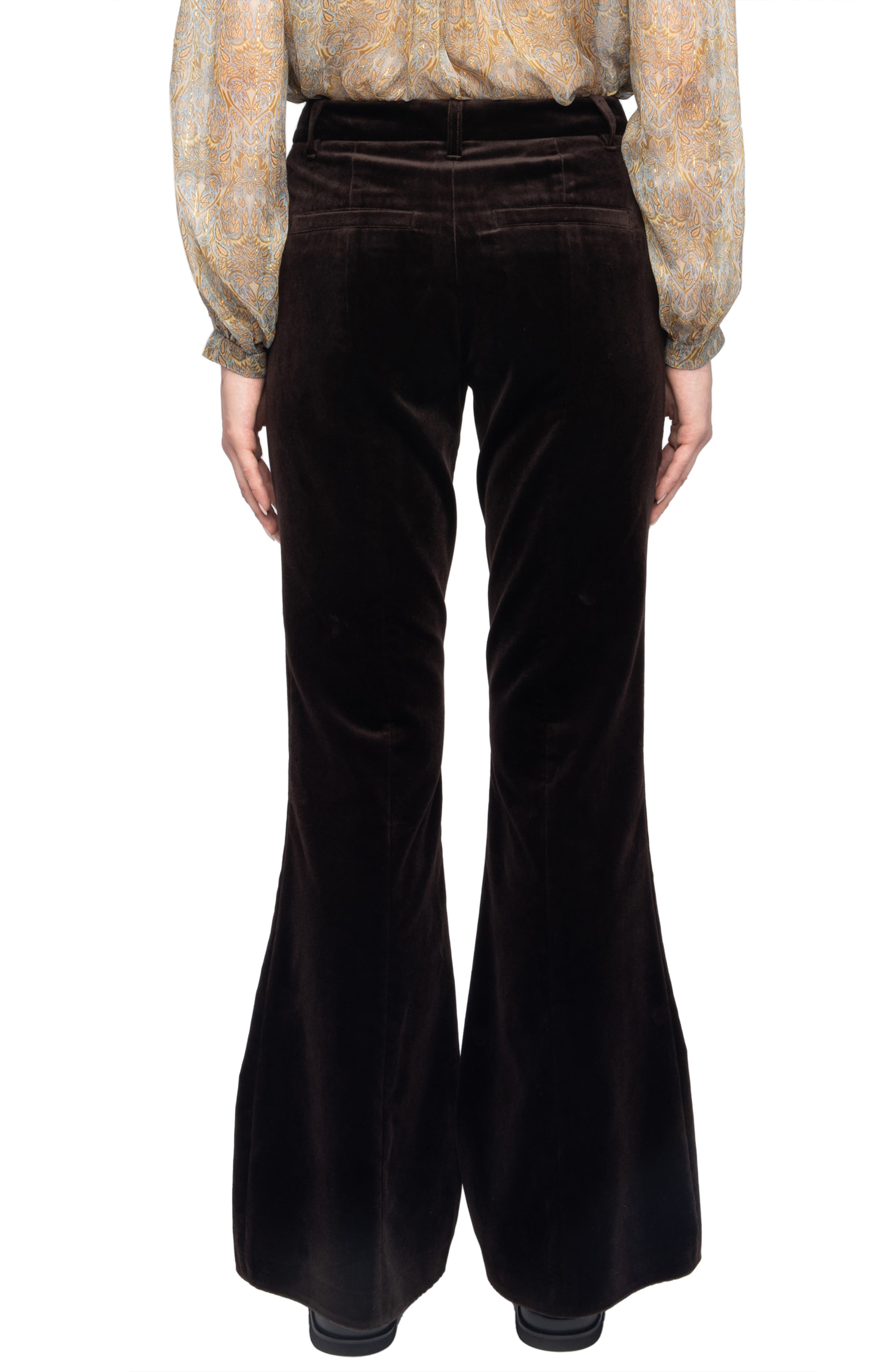 Zadig & Voltaire Prevy Cotton Velveteen Flare Leg Pants in Dark Chocolate at Nordstrom - 2