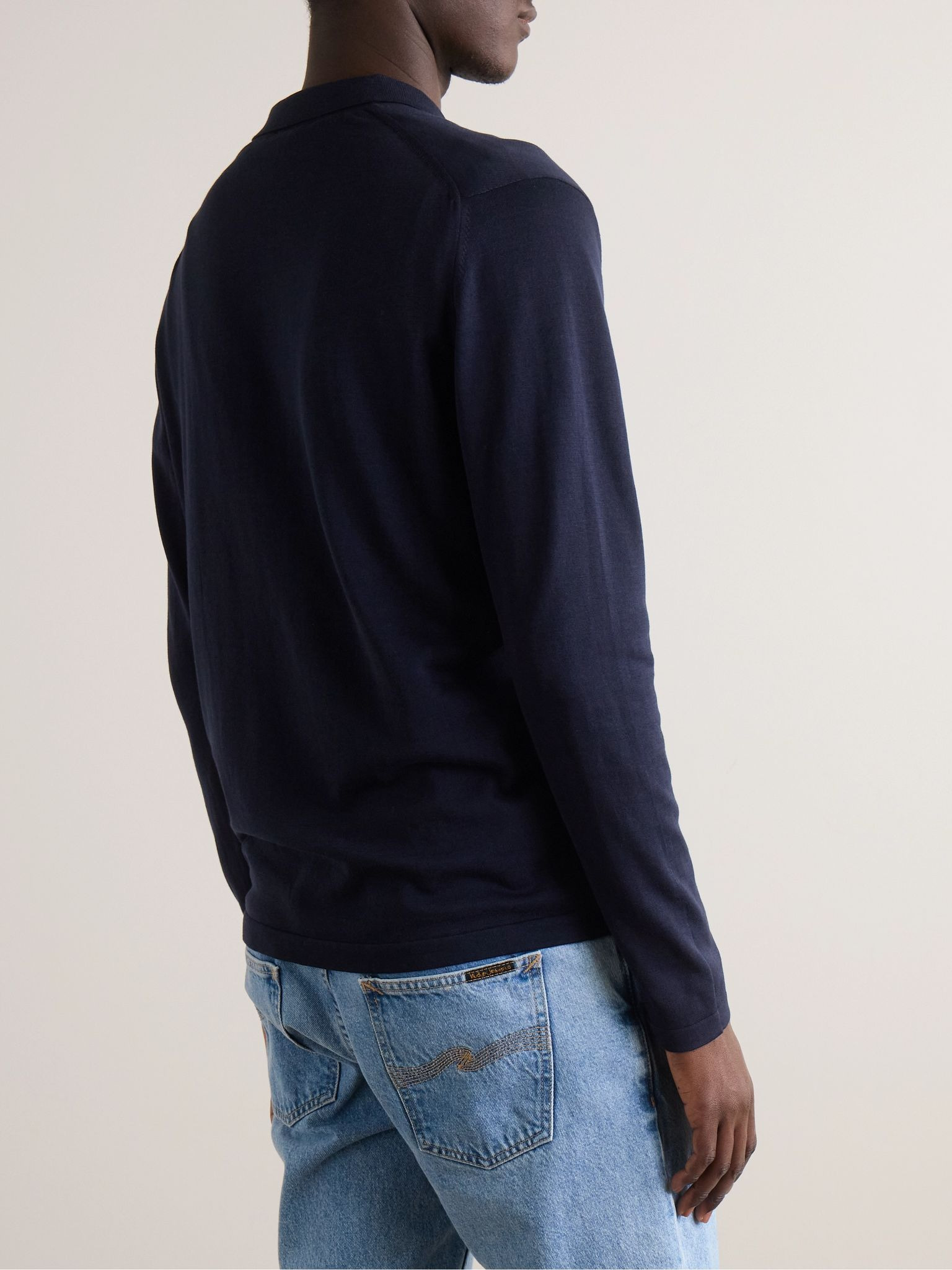 Sea Island Cotton-Jersey Polo Shirt Navy - 3