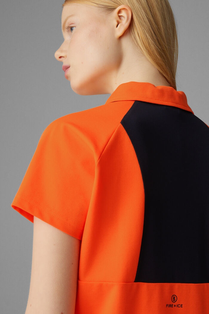 Carmela Functional polo shirt in Orange/Black - 5
