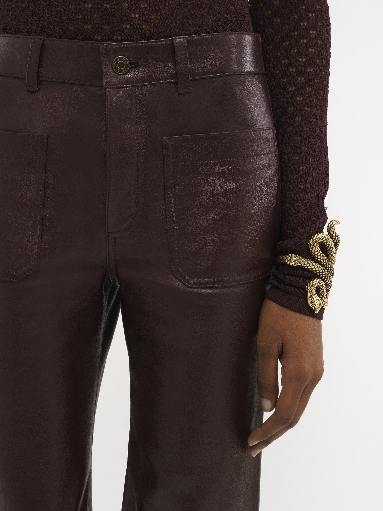 CROPPED BOOTCUT PANTS IN CLASSIC NAPPA LEATHER - 6