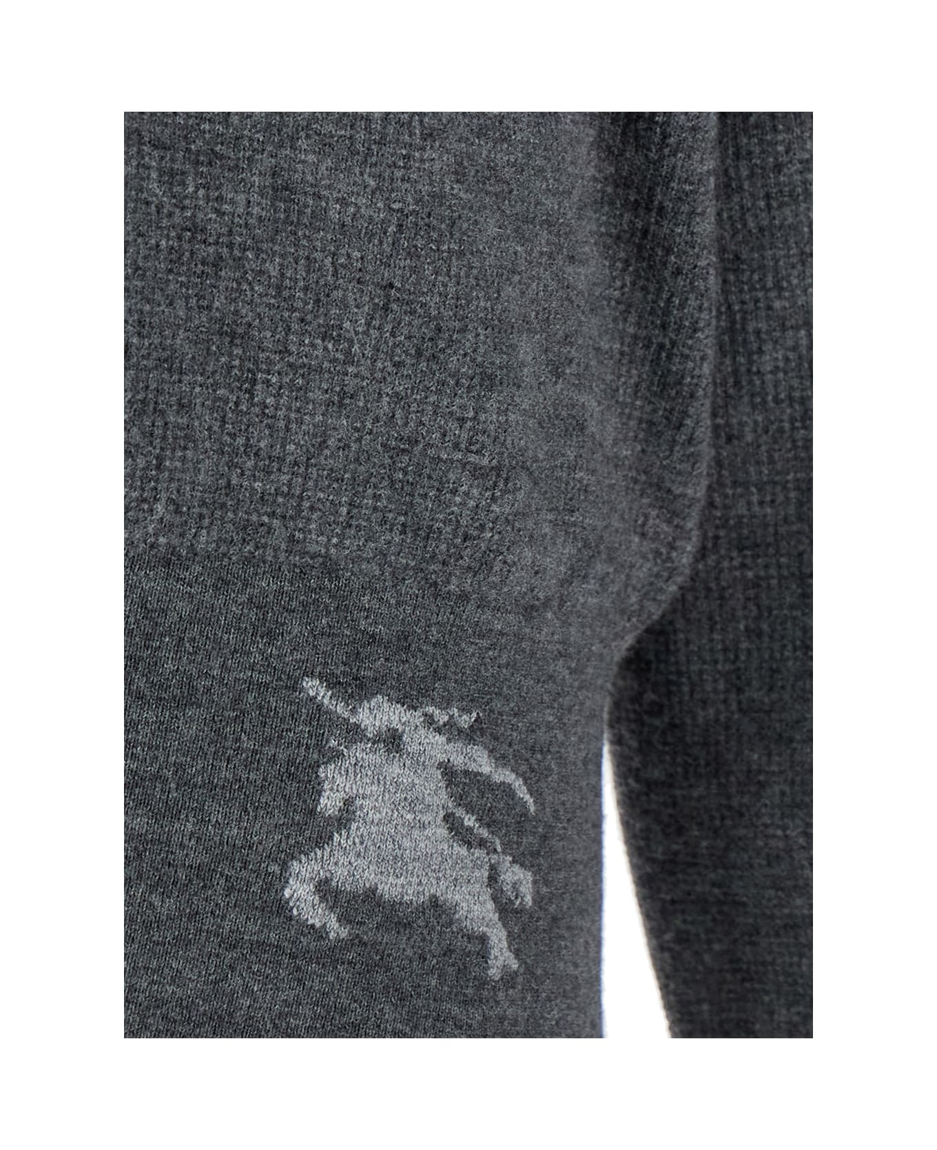 Grey Crewneck Sweater With Ekd Logo Detail On The Hem In Wool Man - 3