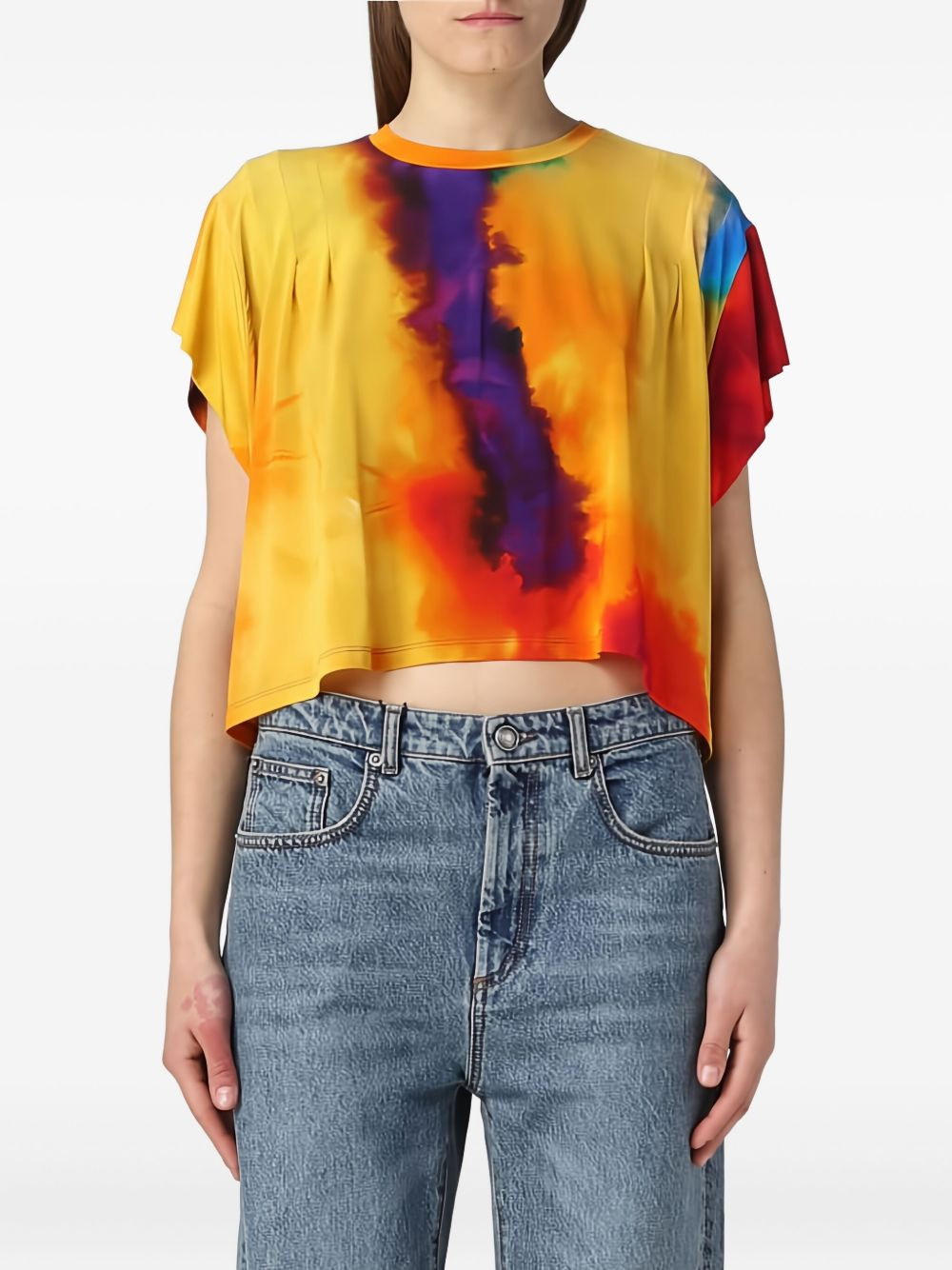 tie-dye pleated T-shirt - 3