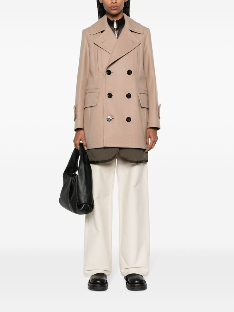 sacai Melton layered wool coat outlook