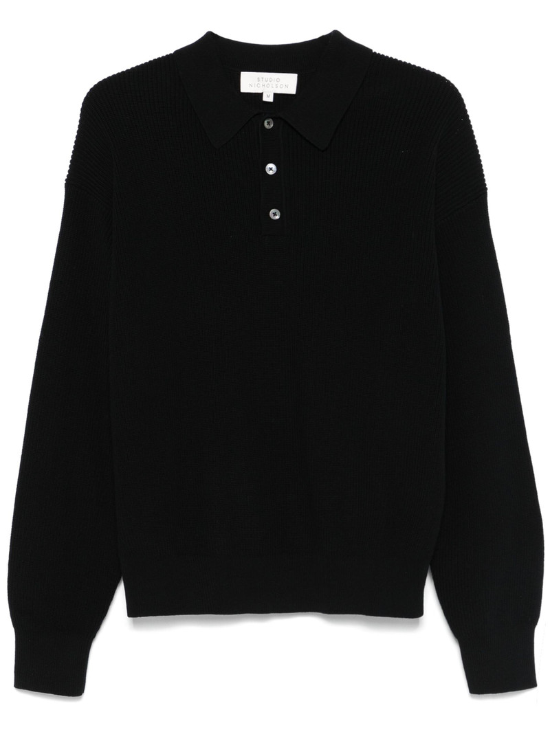 Blue Cotton Polo Sweater 1