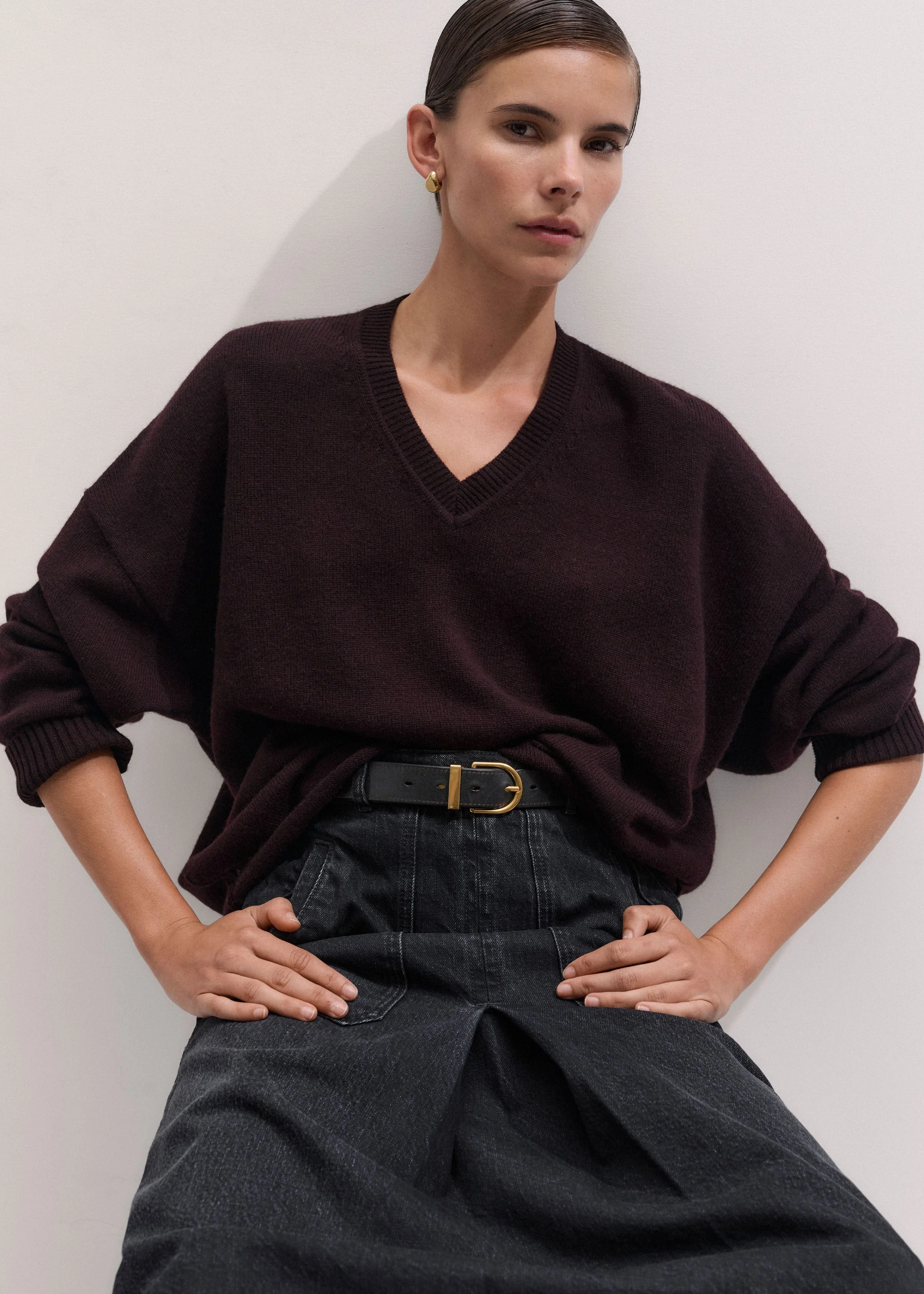 V-Neck Relaxed Sweater - 1