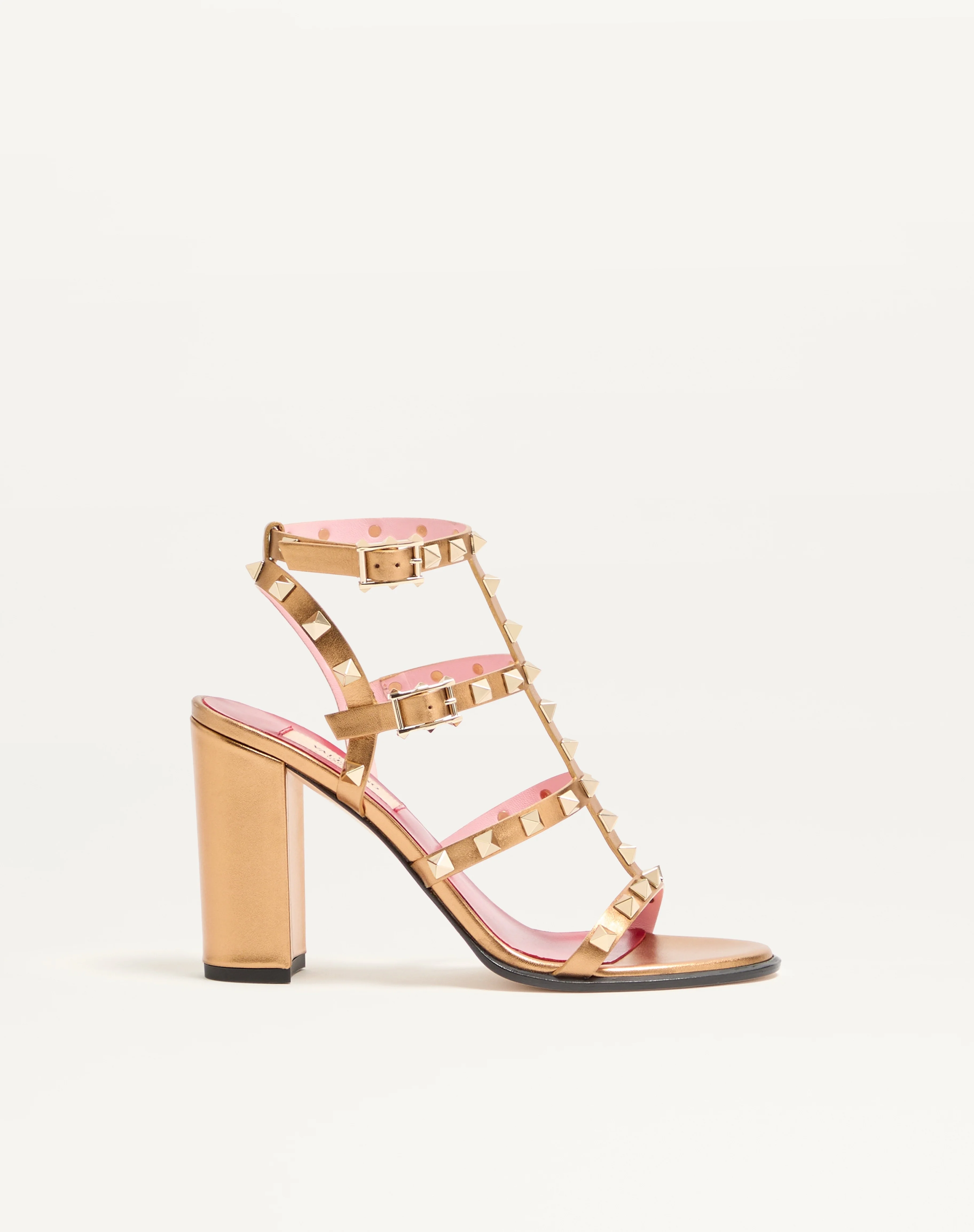 ROCKSTUD LAMINATED CALFSKIN SANDAL WITH STRAPS 90MM - 1