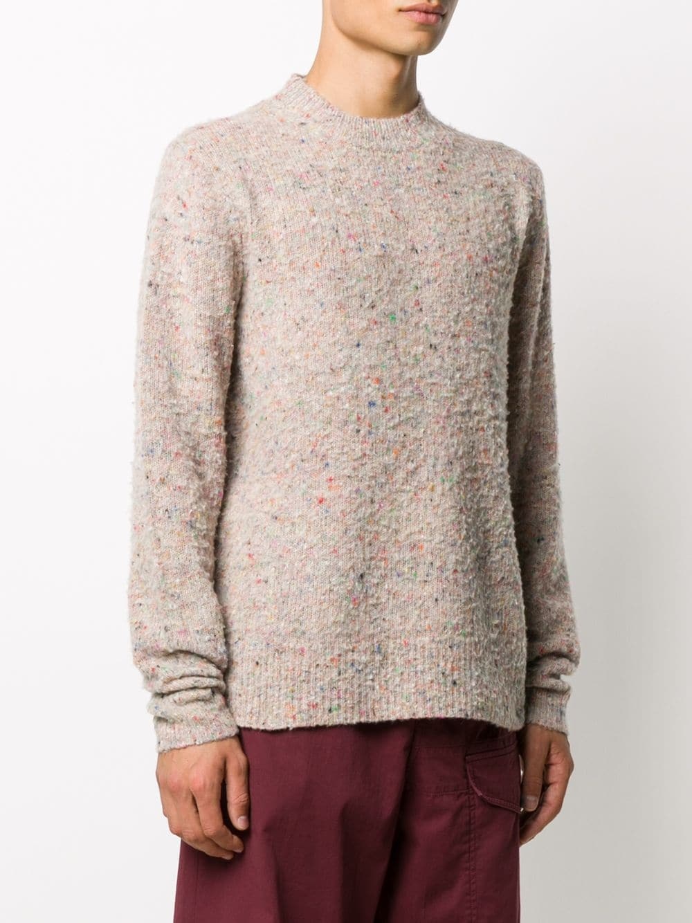 textured crew neck jumper - 3